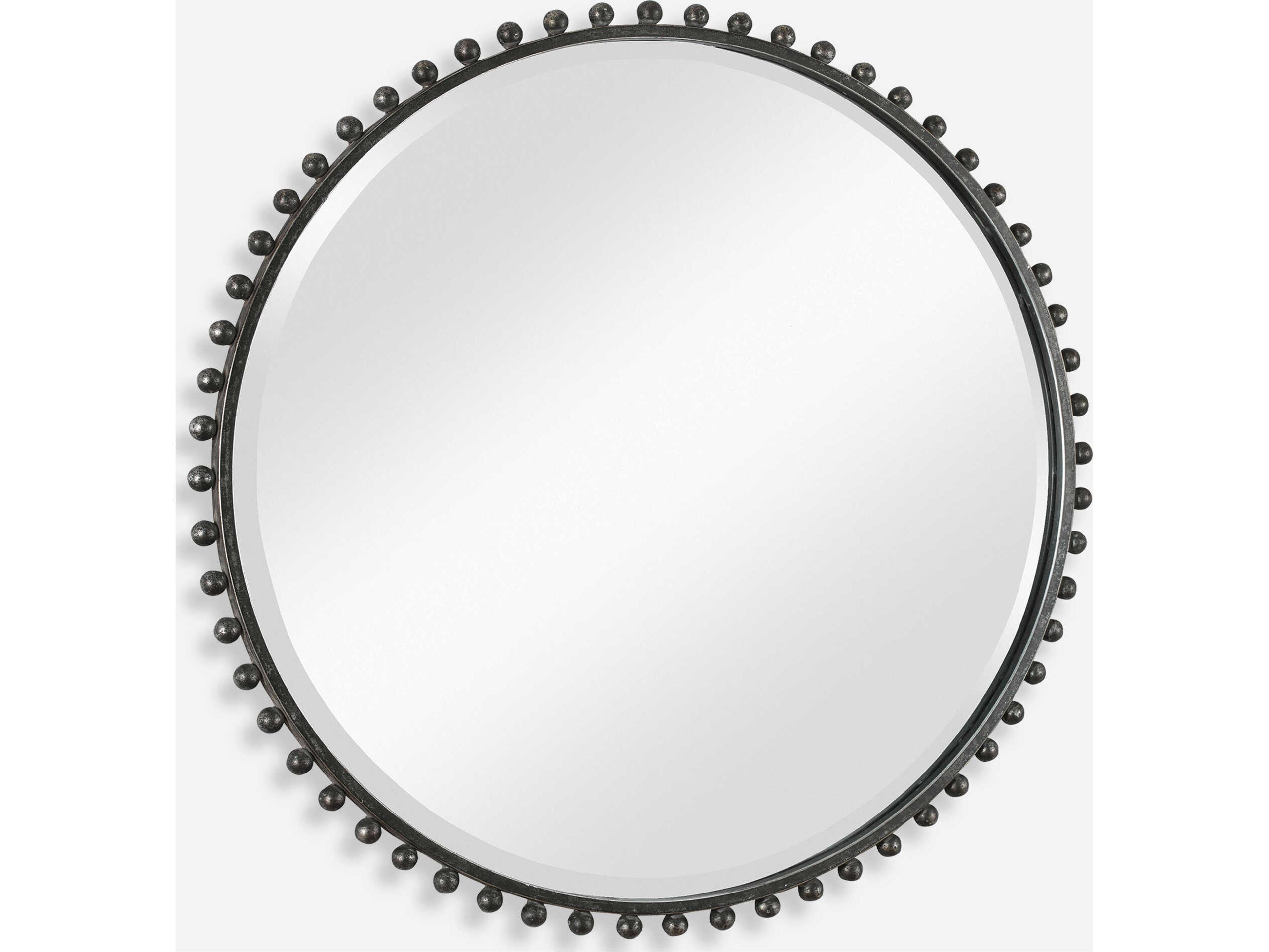 Taza Distressed Black / Light Gray Round Wall Mirror