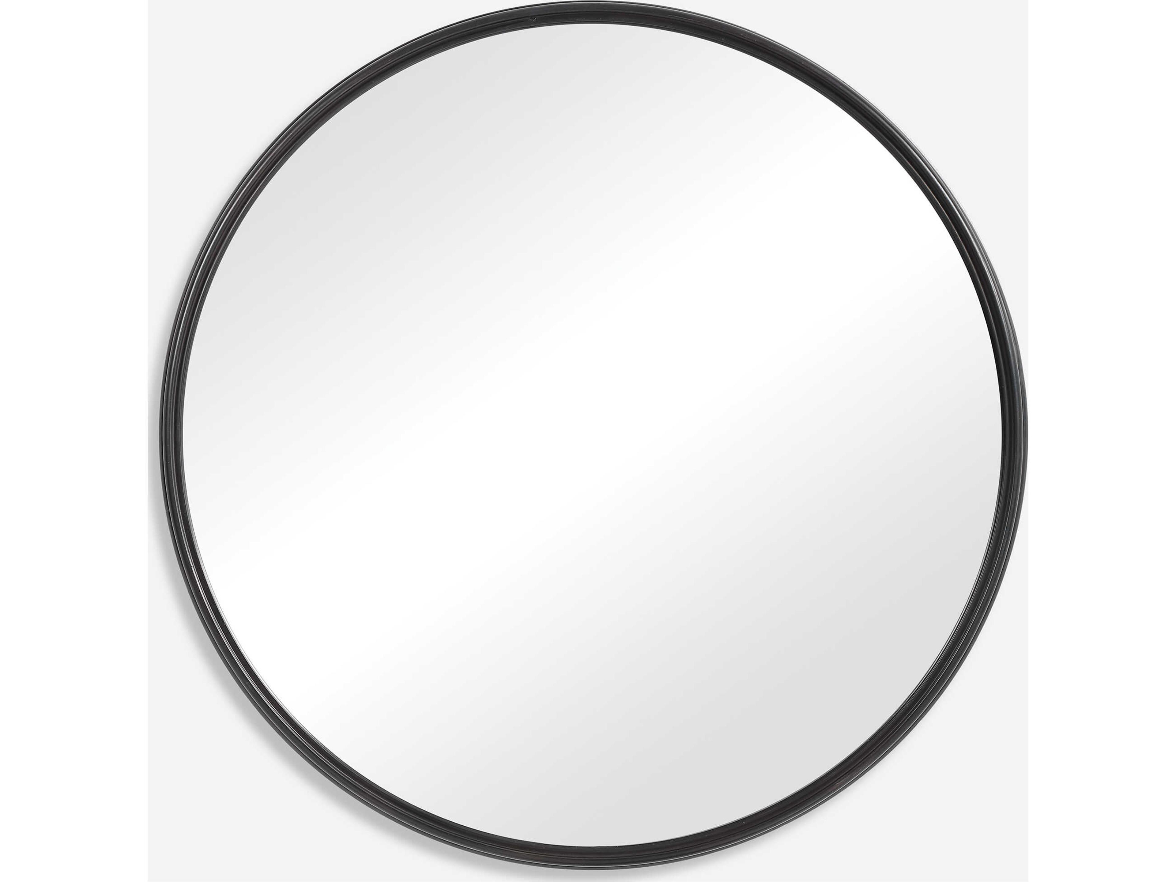 Uttermost Belham Aged Black Round Wall Mirror