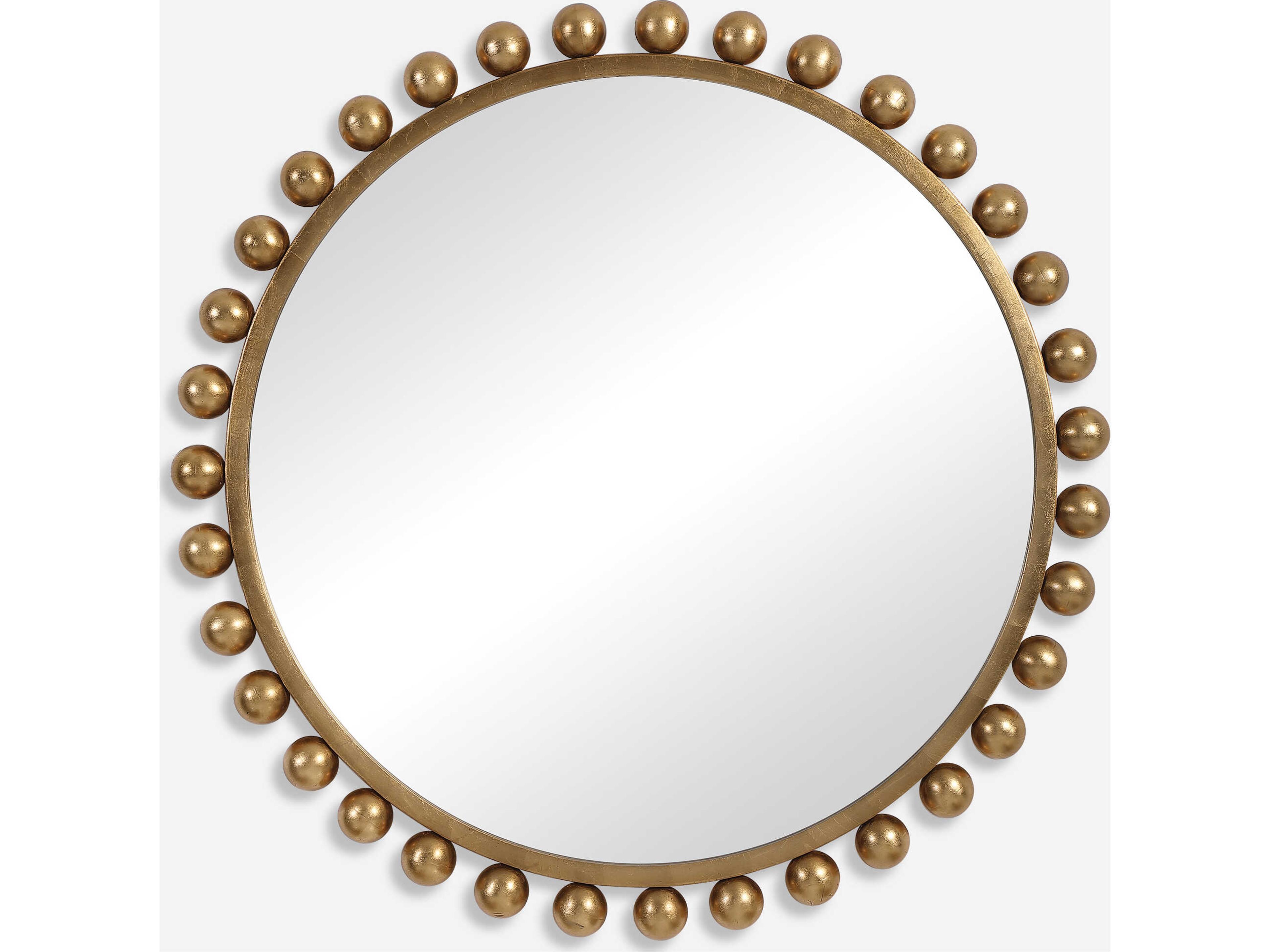 Cyra Metallic Gold Leaf Round Wall Mirror
