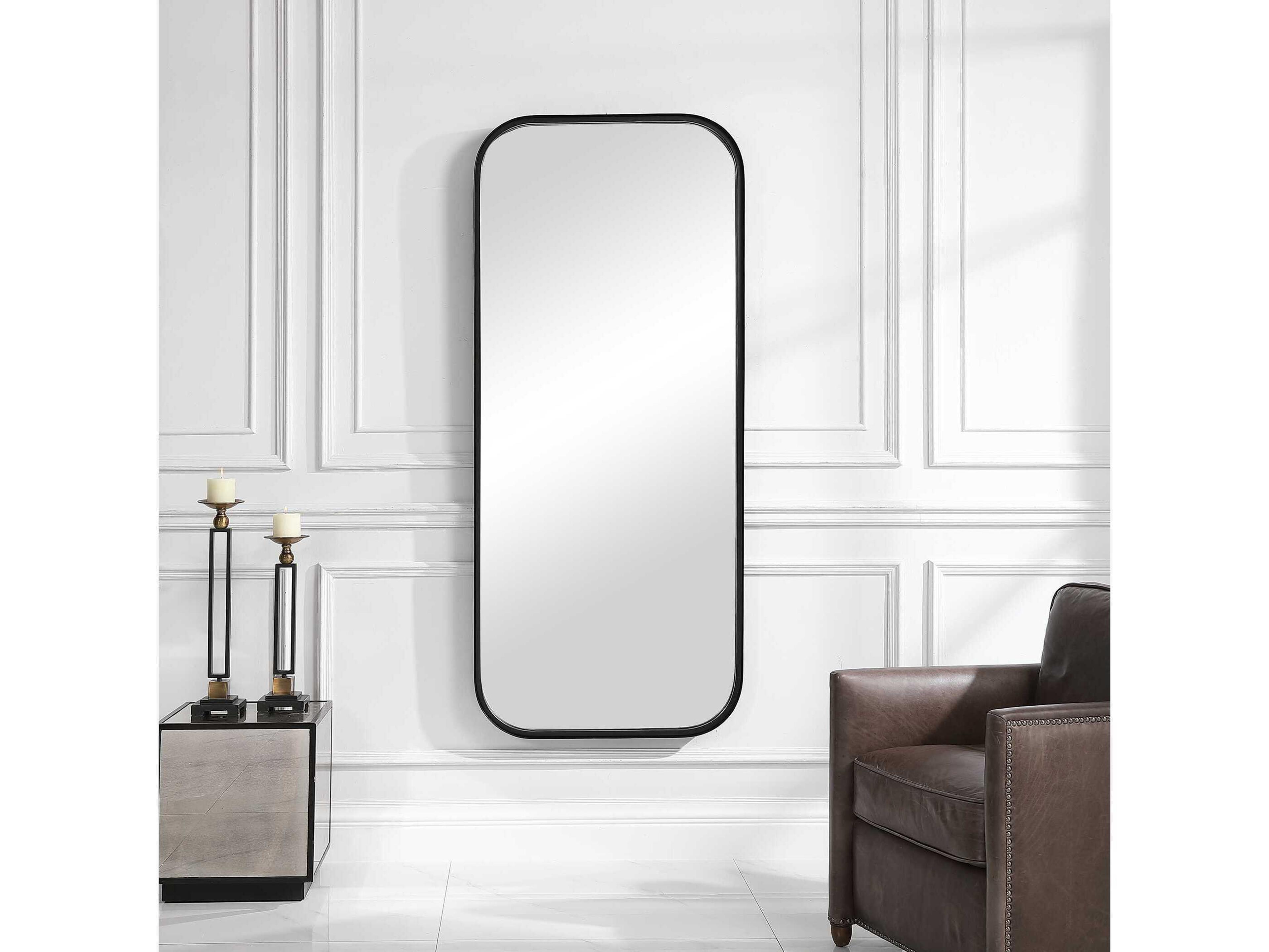 Uttermost Concord Classic Satin Black Rectangular Wall Mirror