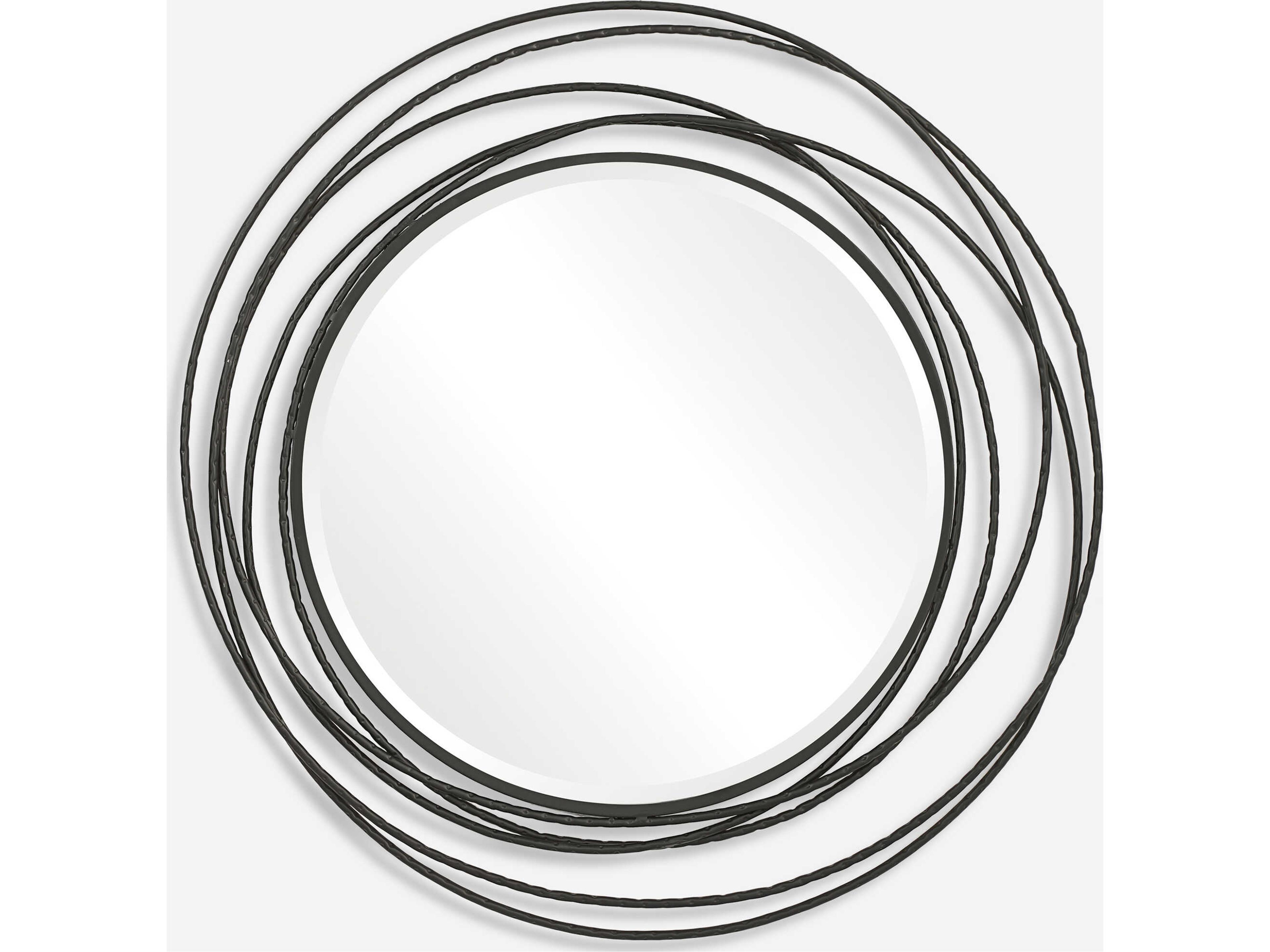 Uttermost Whirlwind Satin Black Round Wall Mirror