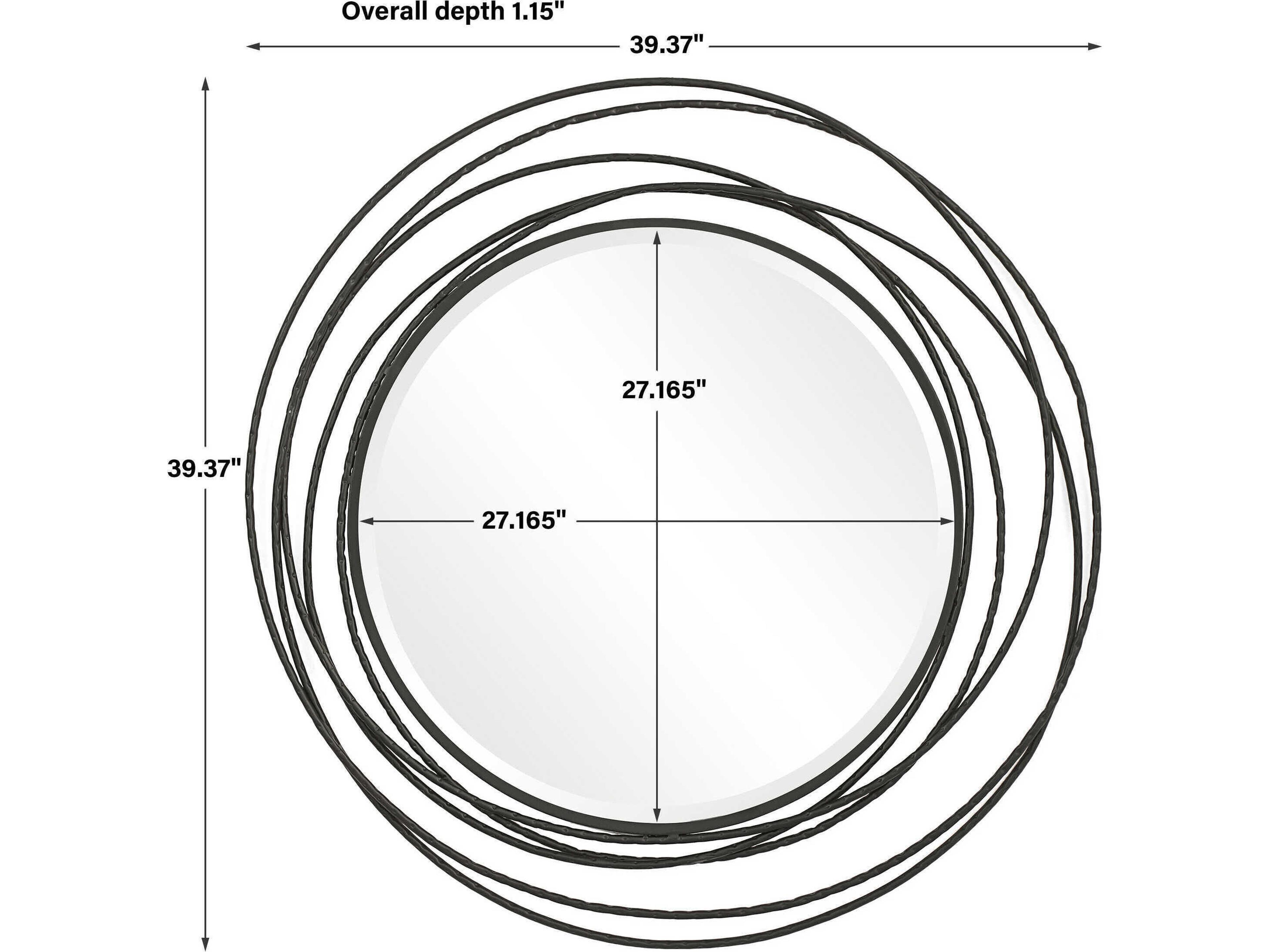 Uttermost Whirlwind Satin Black Round Wall Mirror