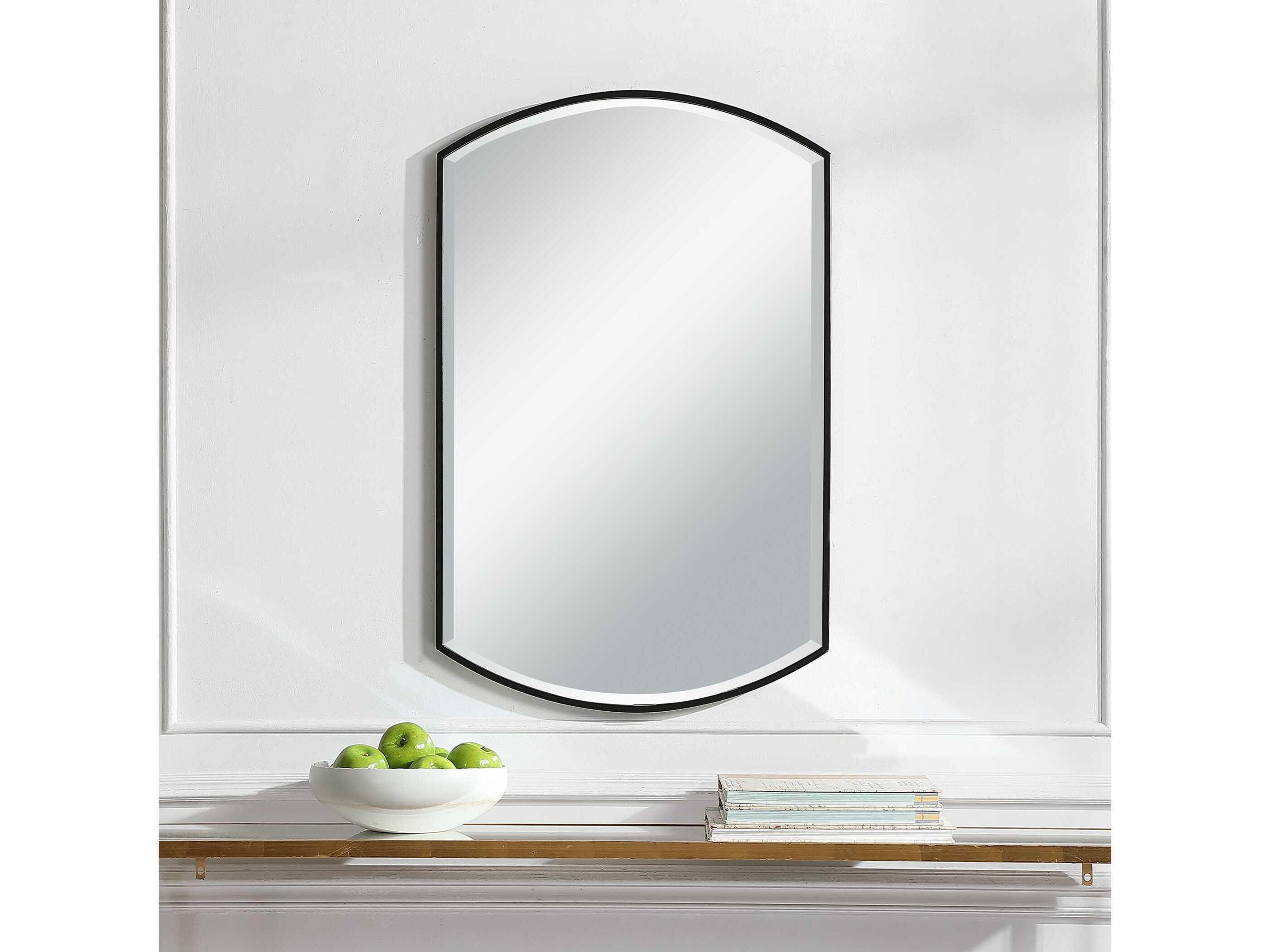 Uttermost Shield Satin Black Wall Mirror