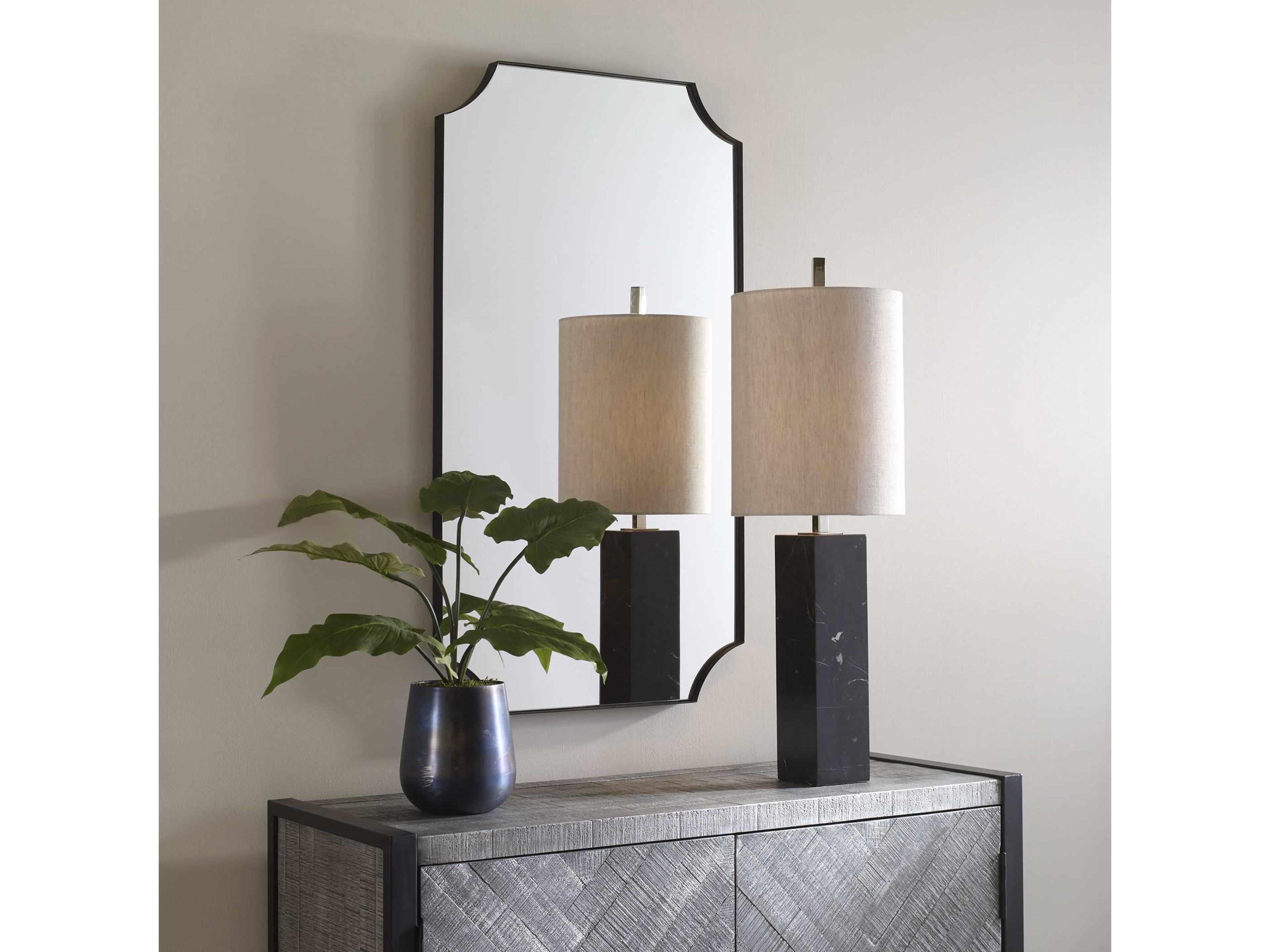 Uttermost Lennox Satin Black Rectangular Wall Mirror