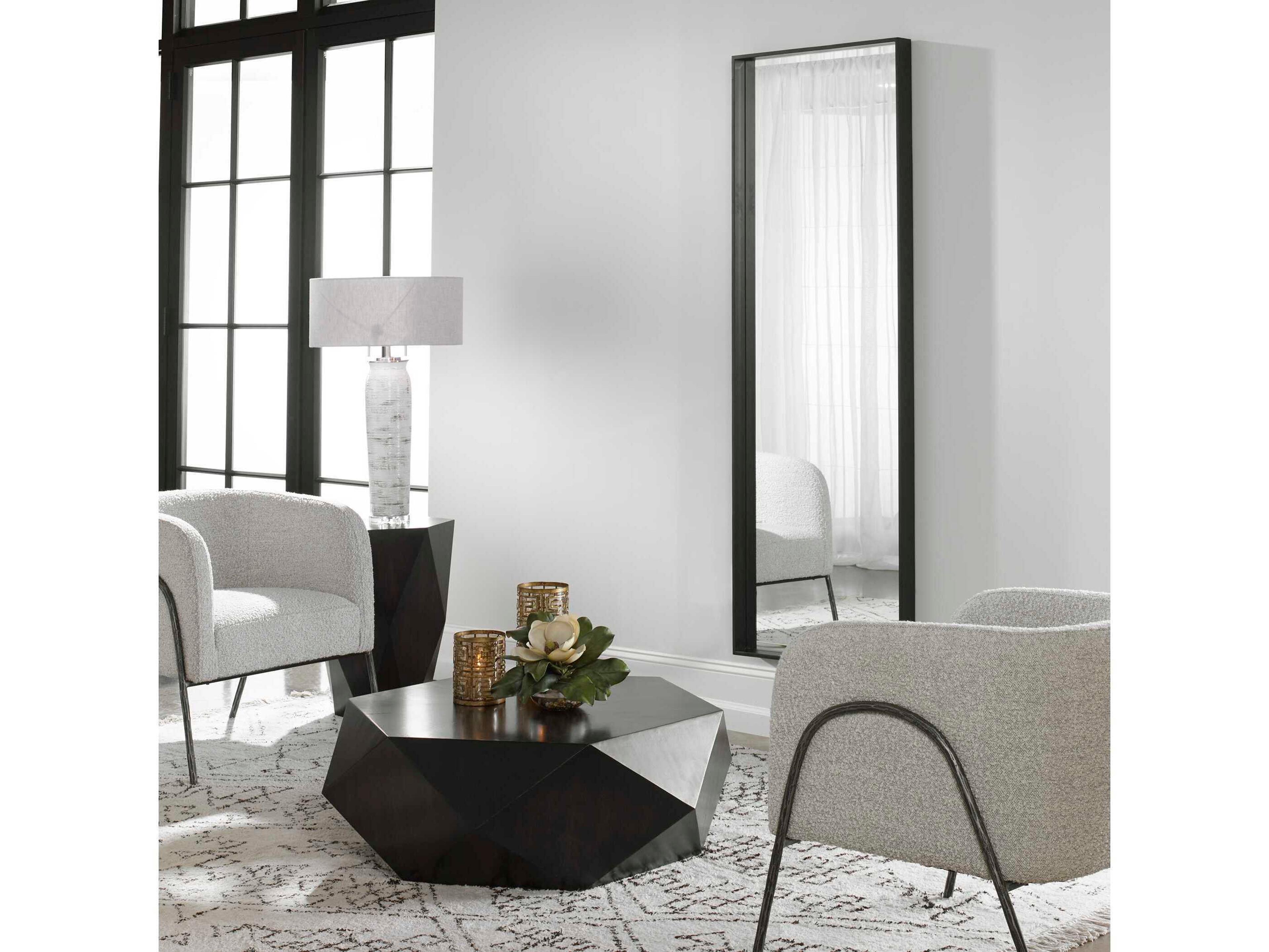 Uttermost Kahn Matte Black Rectangular Wall Mirror