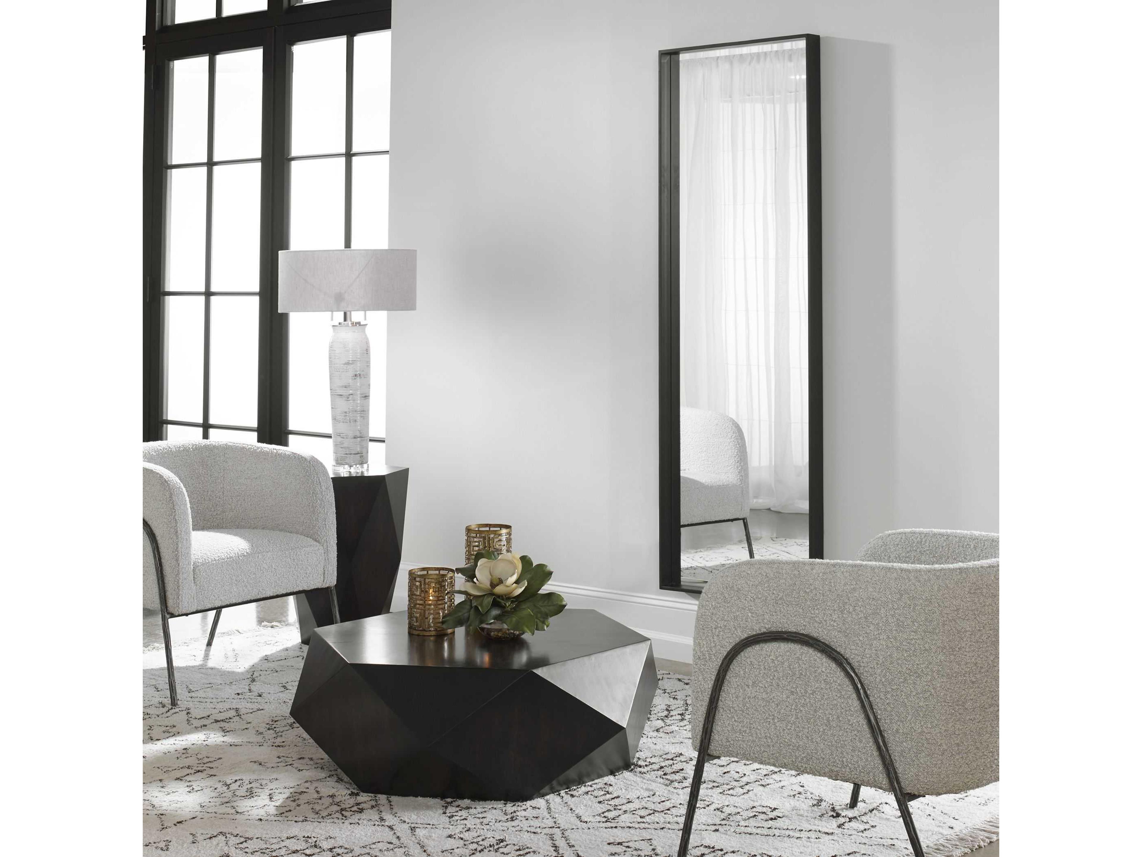 Uttermost Kahn Matte Black Rectangular Wall Mirror