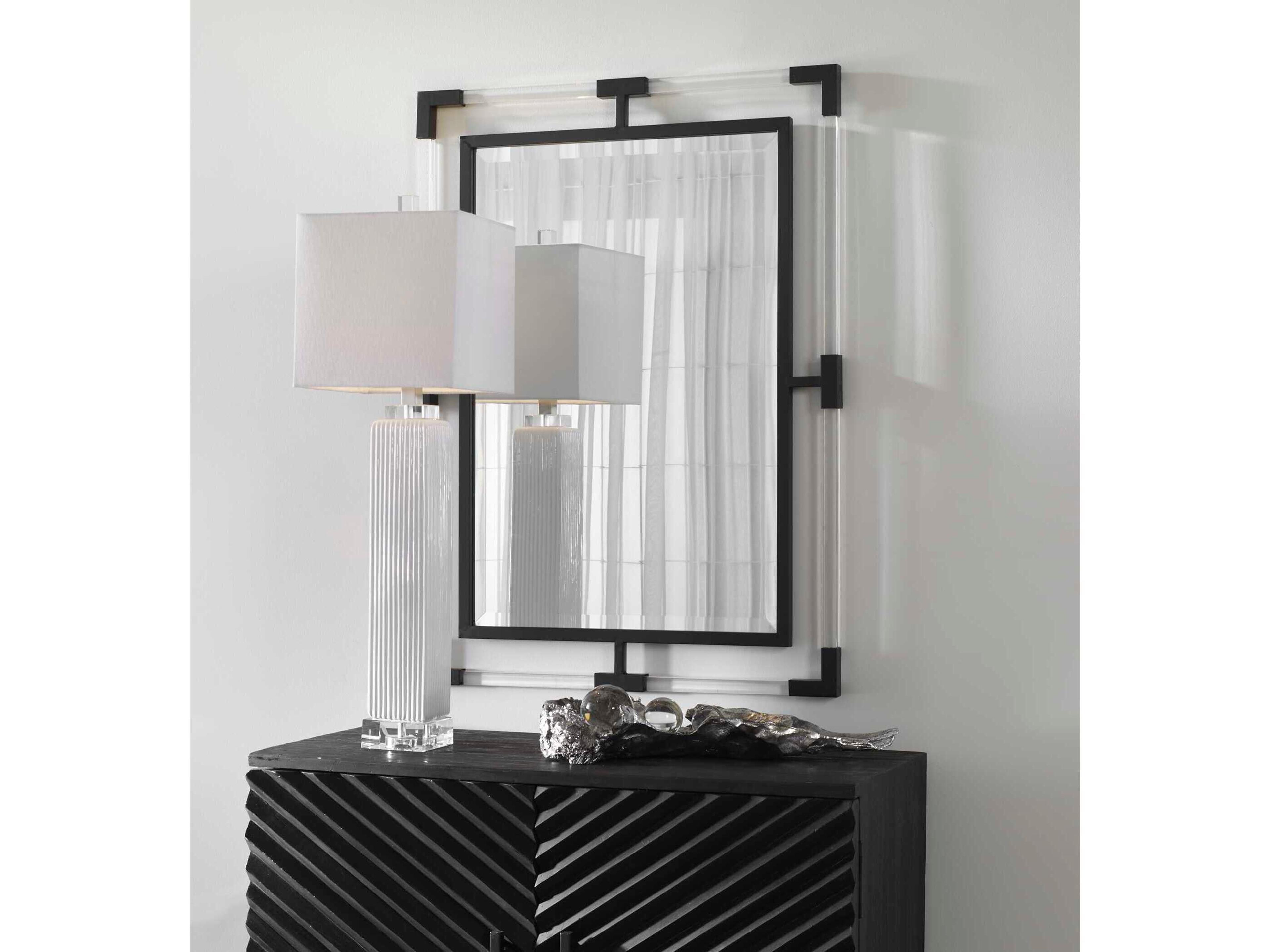 Uttermost Balkan Matte Black Rectangular Wall Mirror