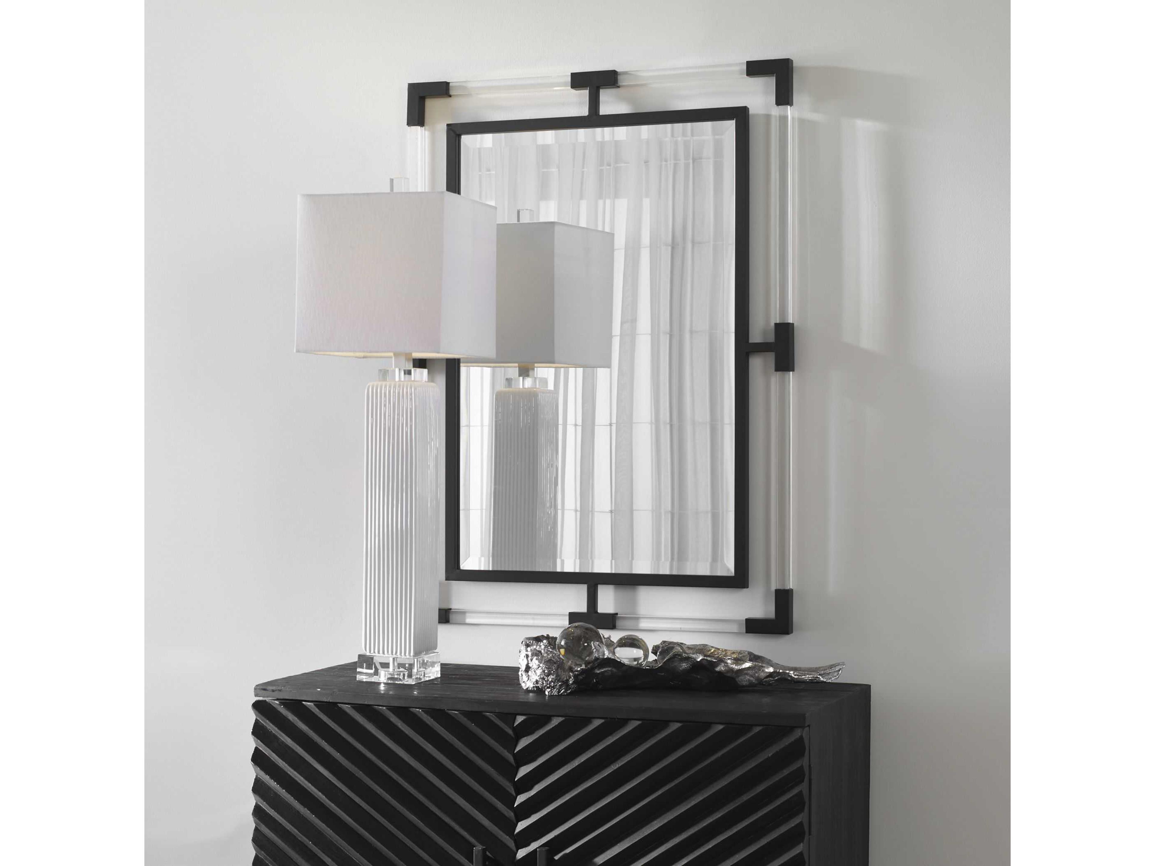 Uttermost Balkan Matte Black Rectangular Wall Mirror