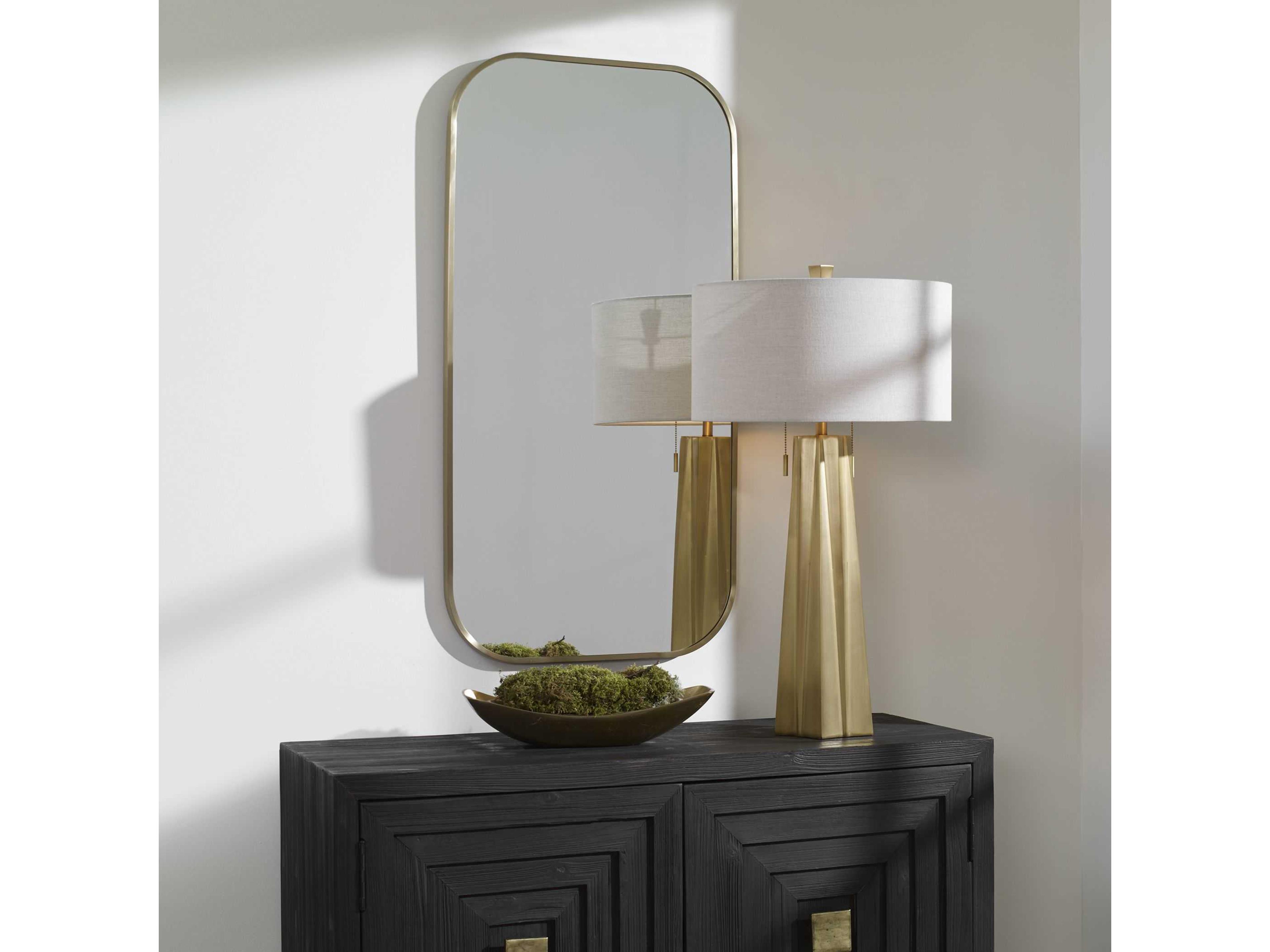 Uttermost Taft Antique Brass Rectangular Wall Mirror