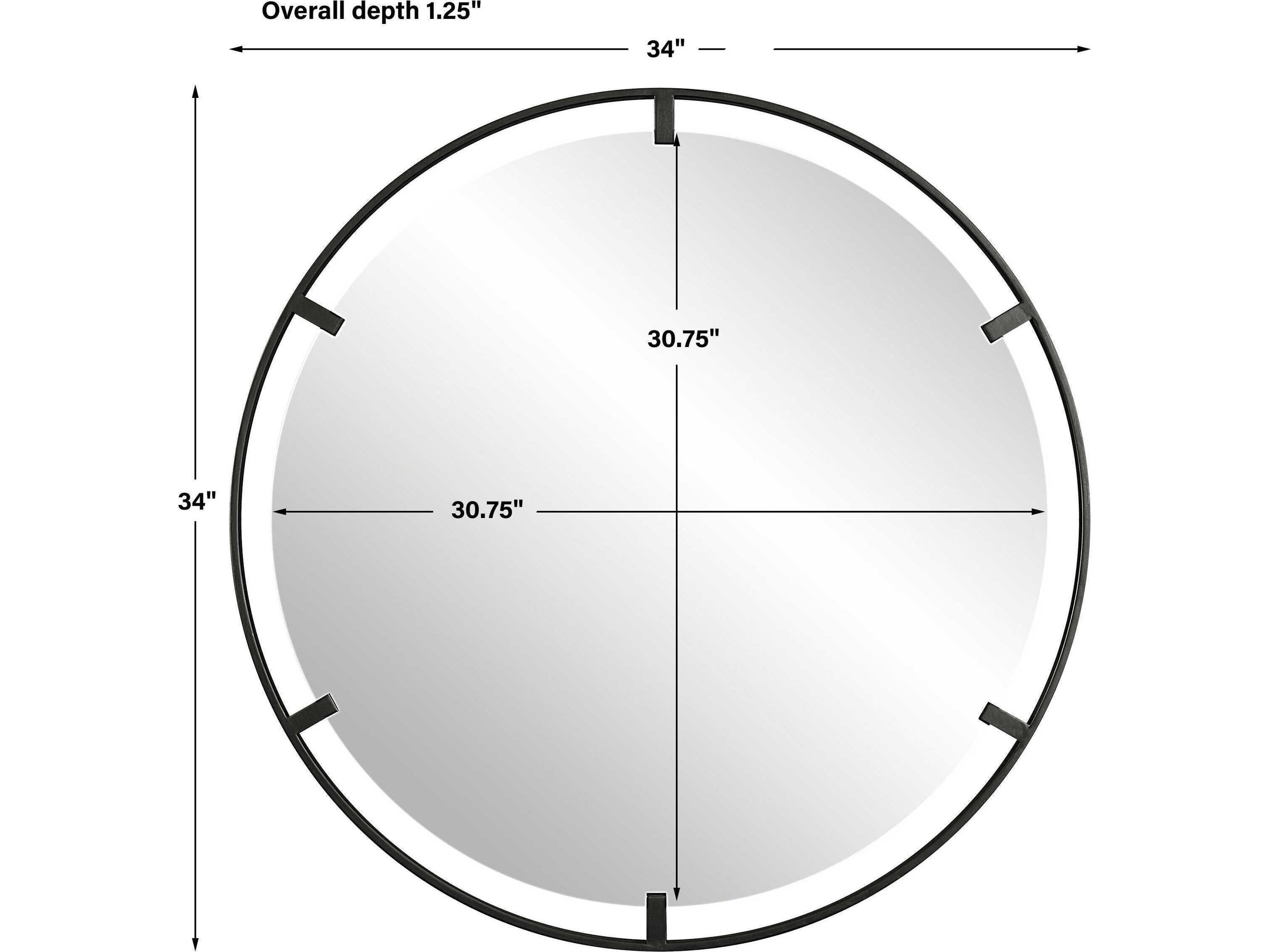 Uttermost Cashel Satin Black Round Wall Mirror