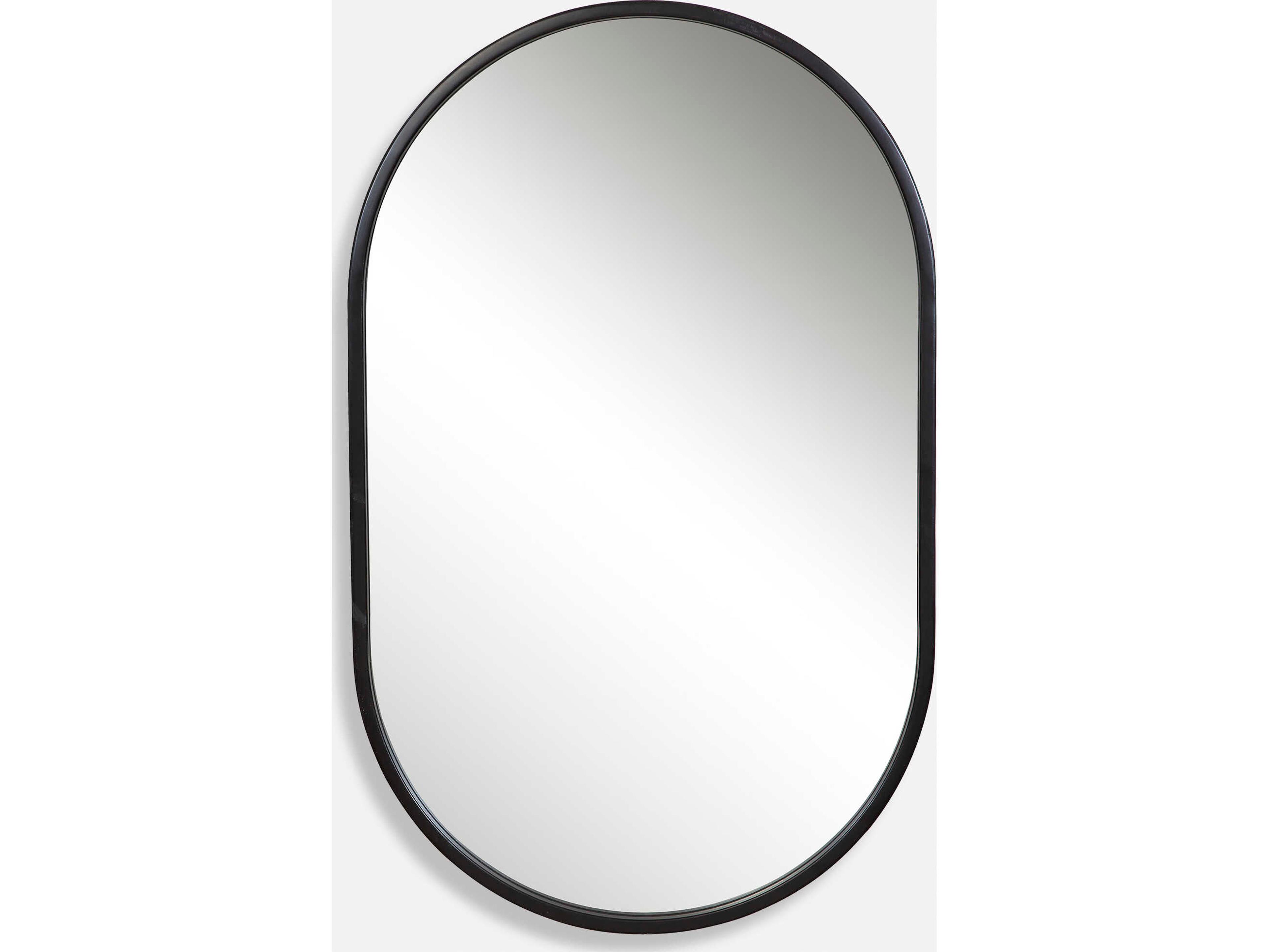 Varina Satin Black Oval Wall Mirror