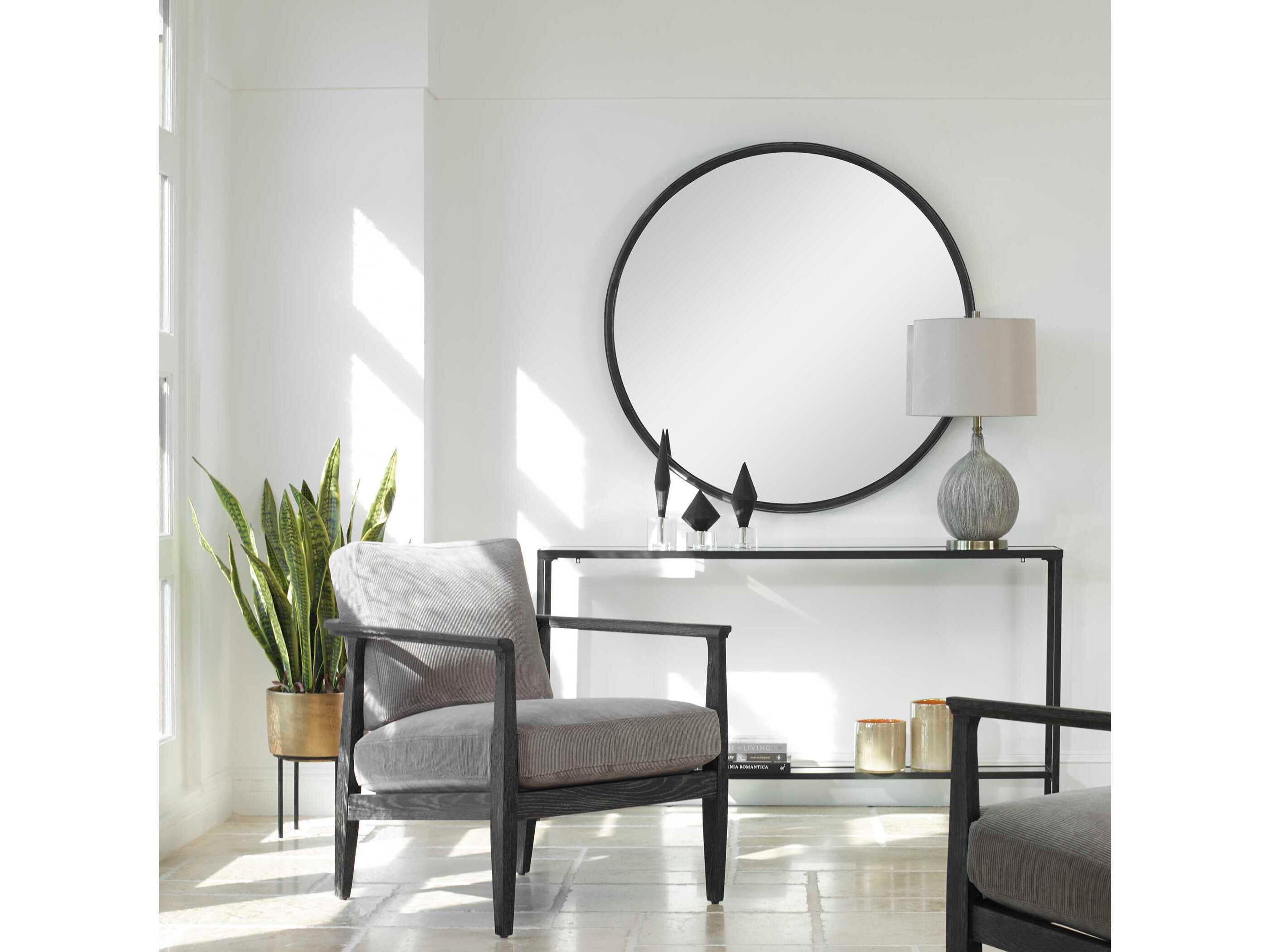 Uttermost Dawsyn Aged Black / Subtle Gray Round Wall Mirror