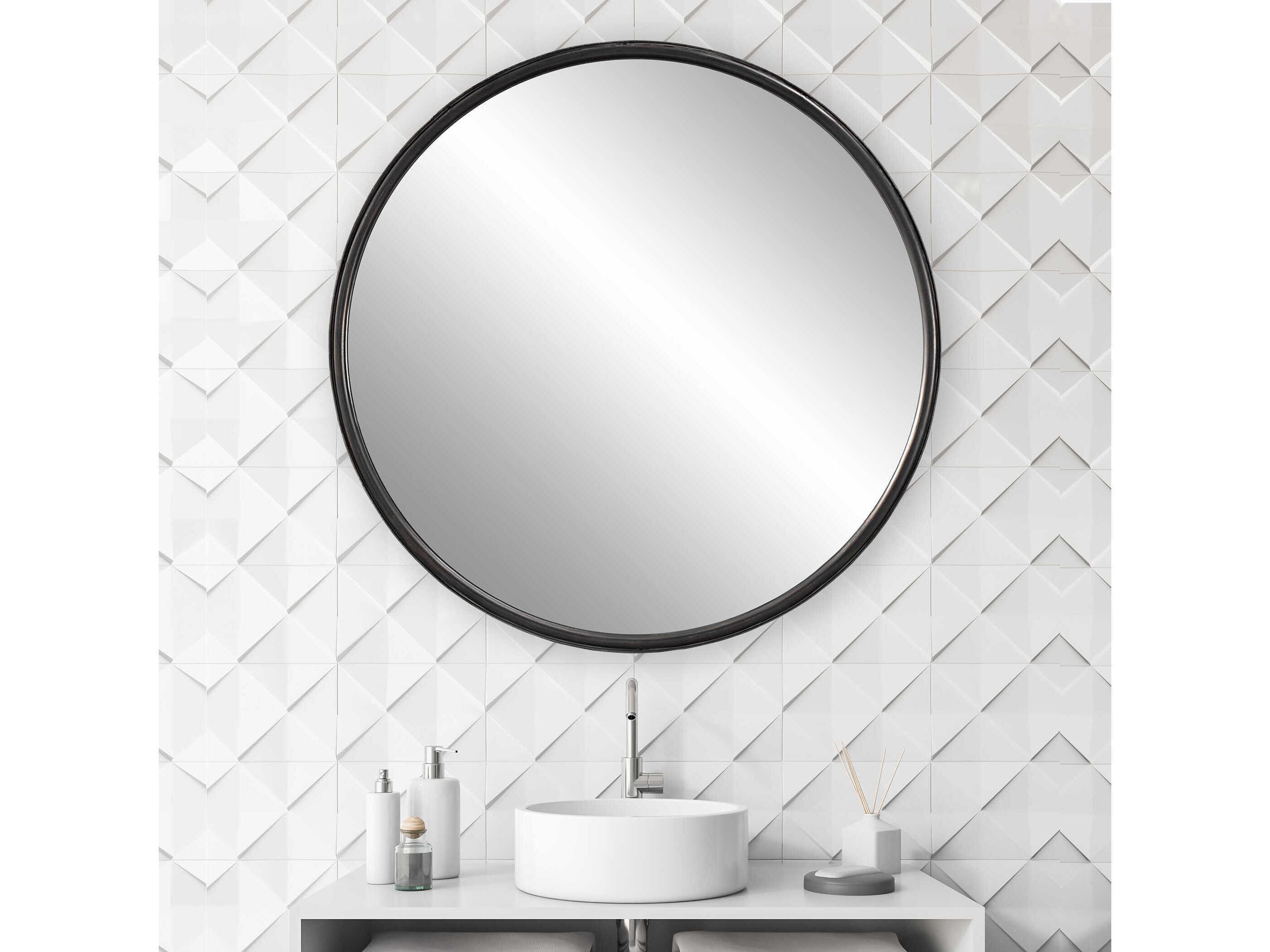 Uttermost Dawsyn Aged Black / Subtle Gray Round Wall Mirror