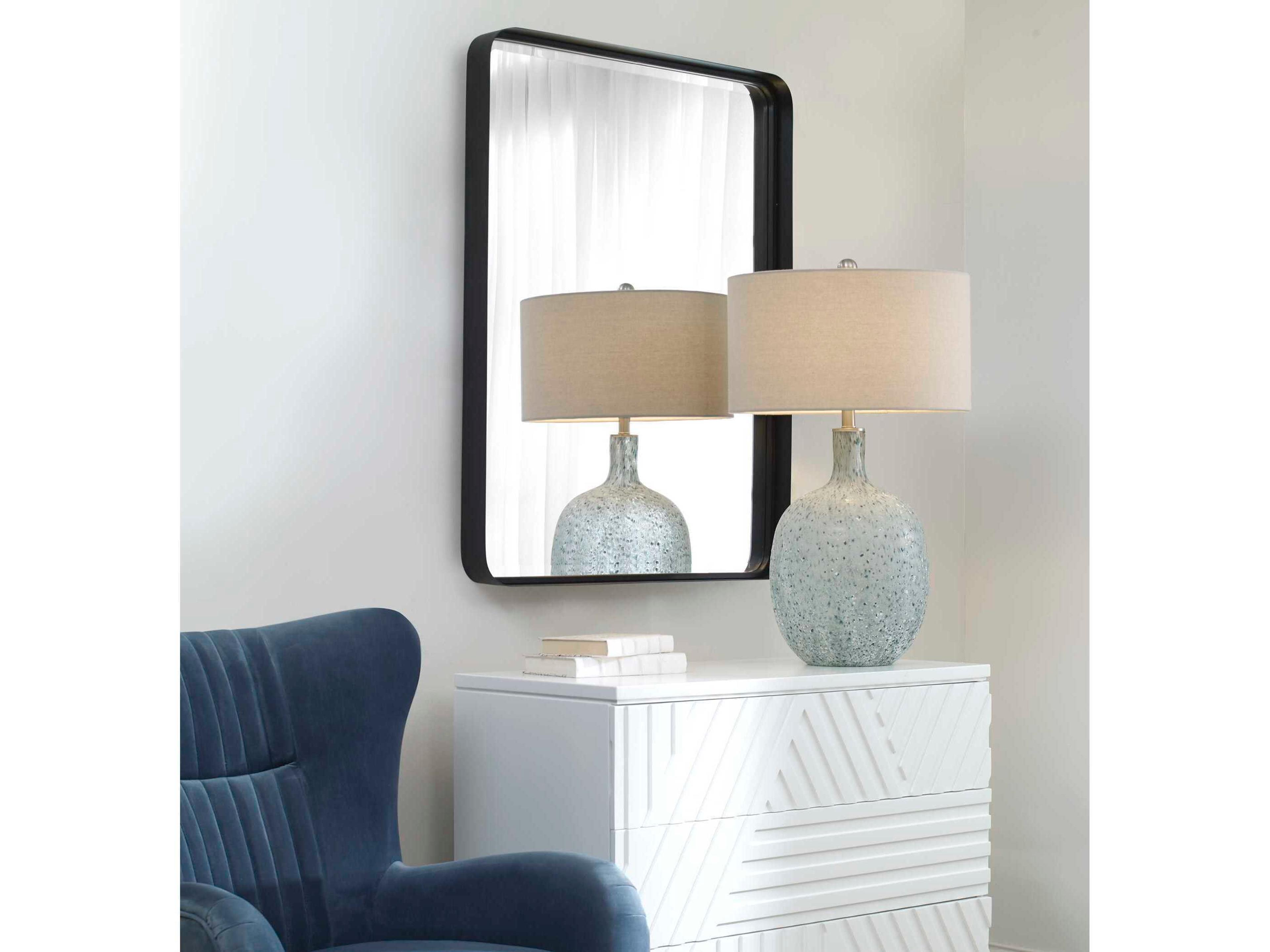 Uttermost Crofton Satin Black Rectangular Wall Mirror