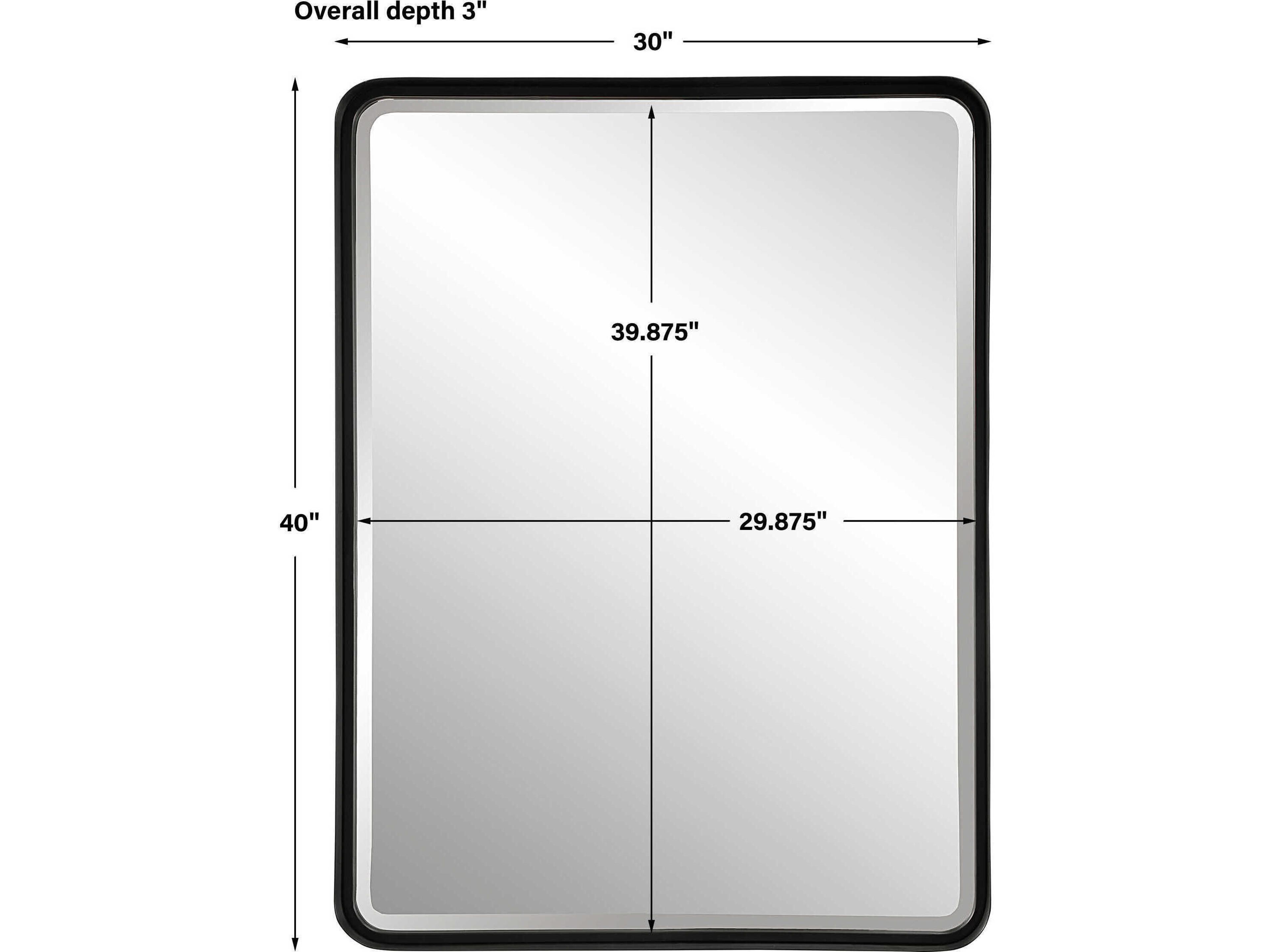 Uttermost Crofton Satin Black Rectangular Wall Mirror