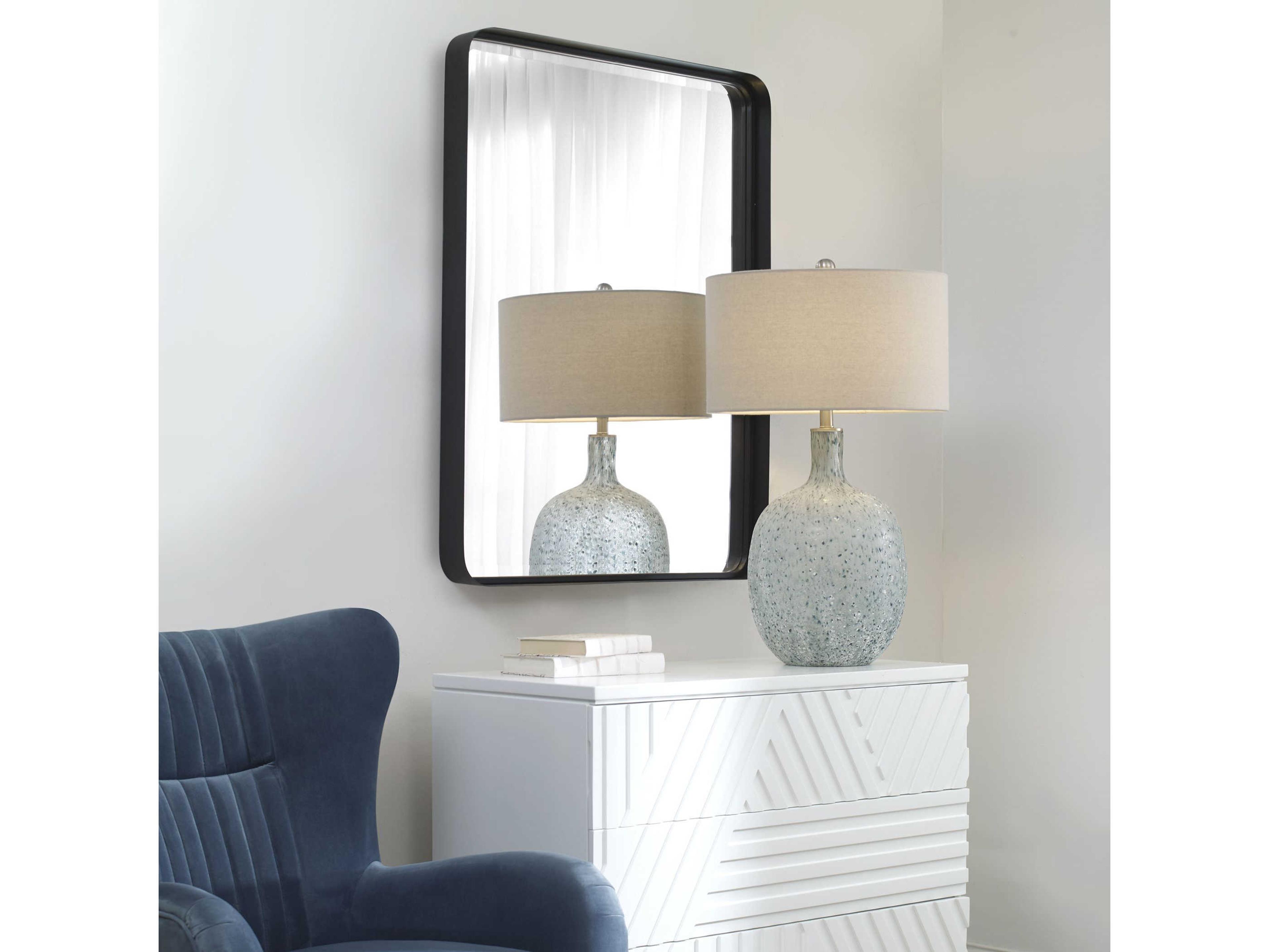 Uttermost Crofton Satin Black Rectangular Wall Mirror