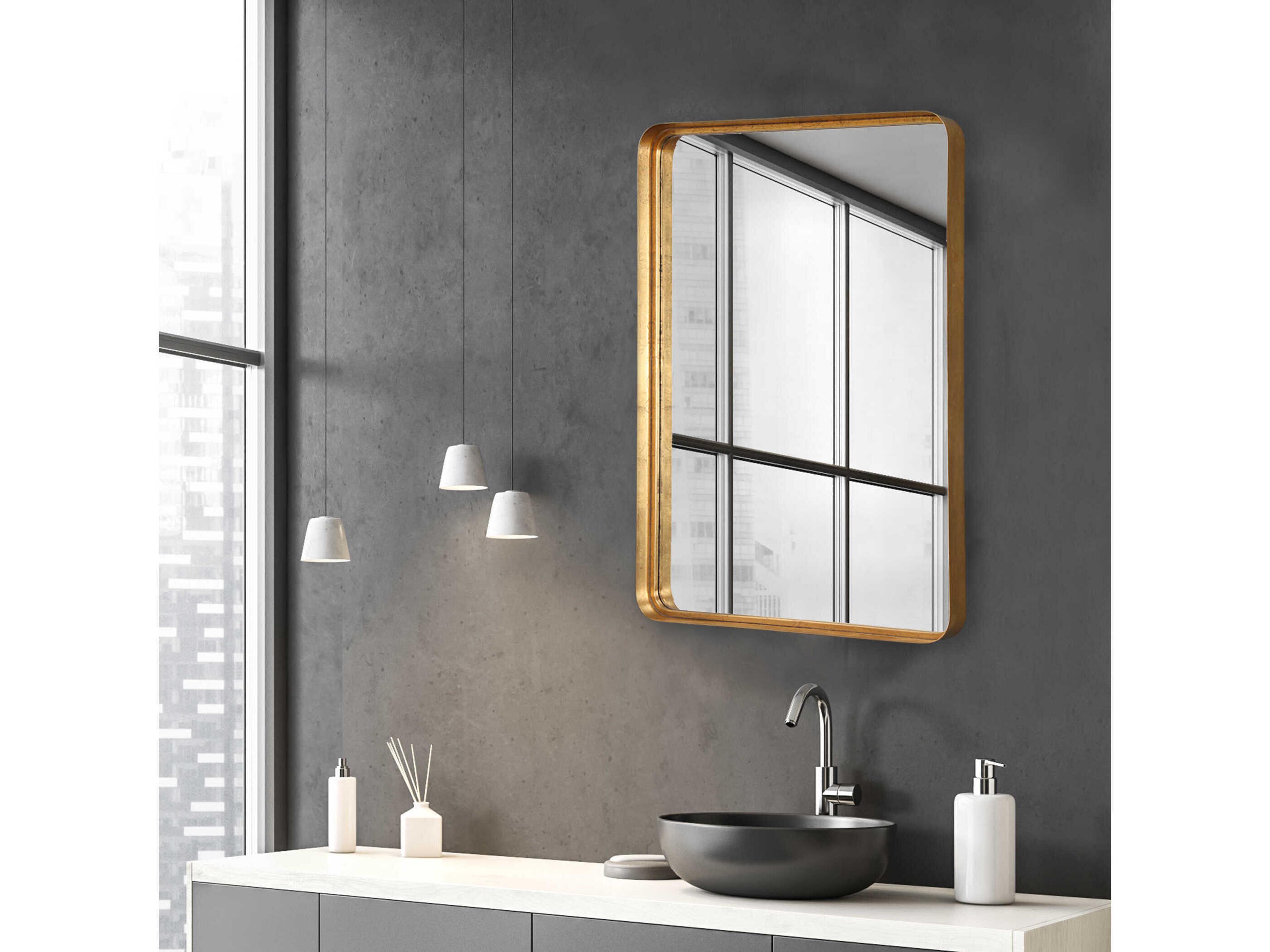 Uttermost Crofton Light Antiqued Gold Leaf Rectangular Wall Mirror