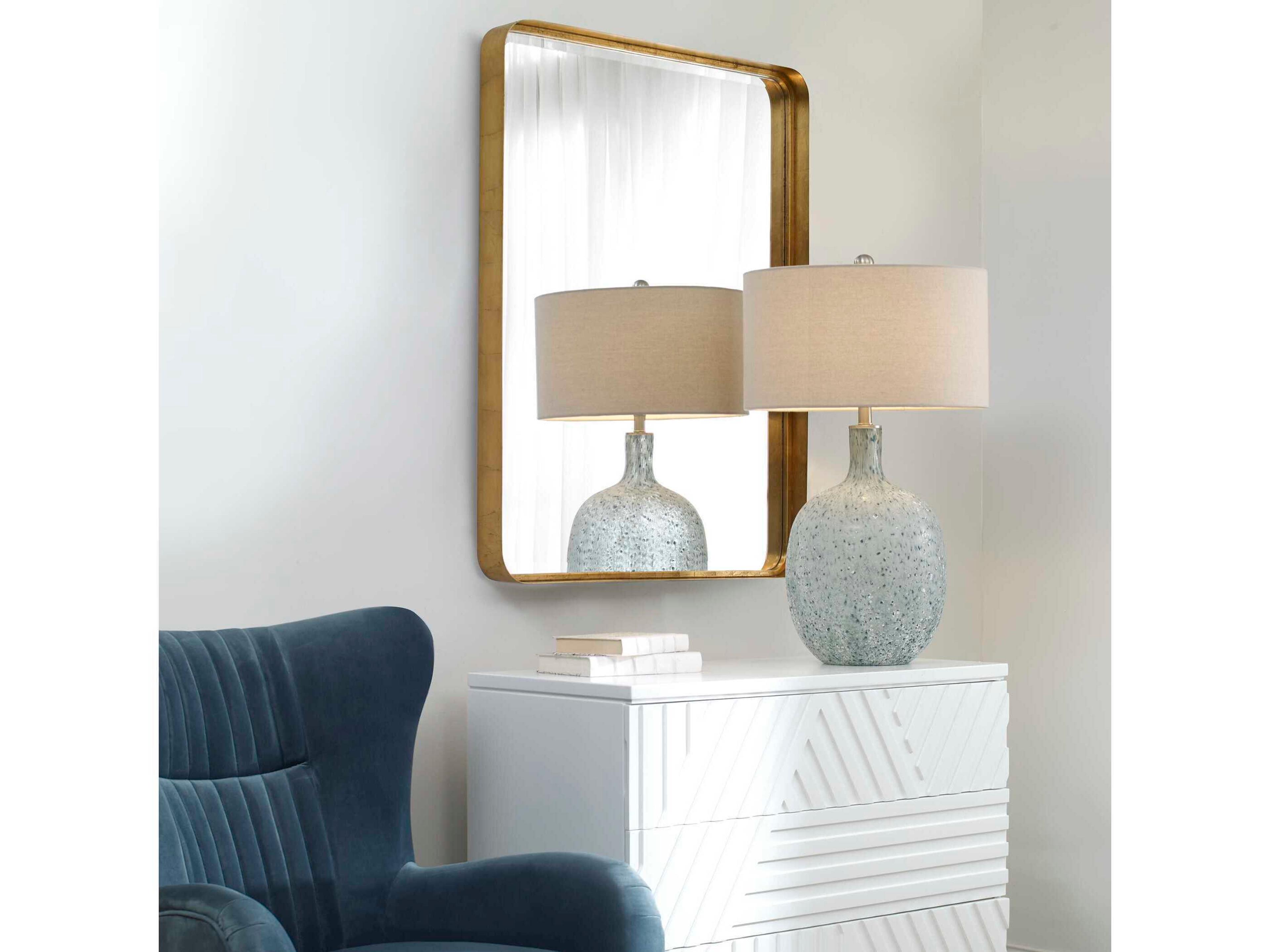 Uttermost Crofton Light Antiqued Gold Leaf Rectangular Wall Mirror