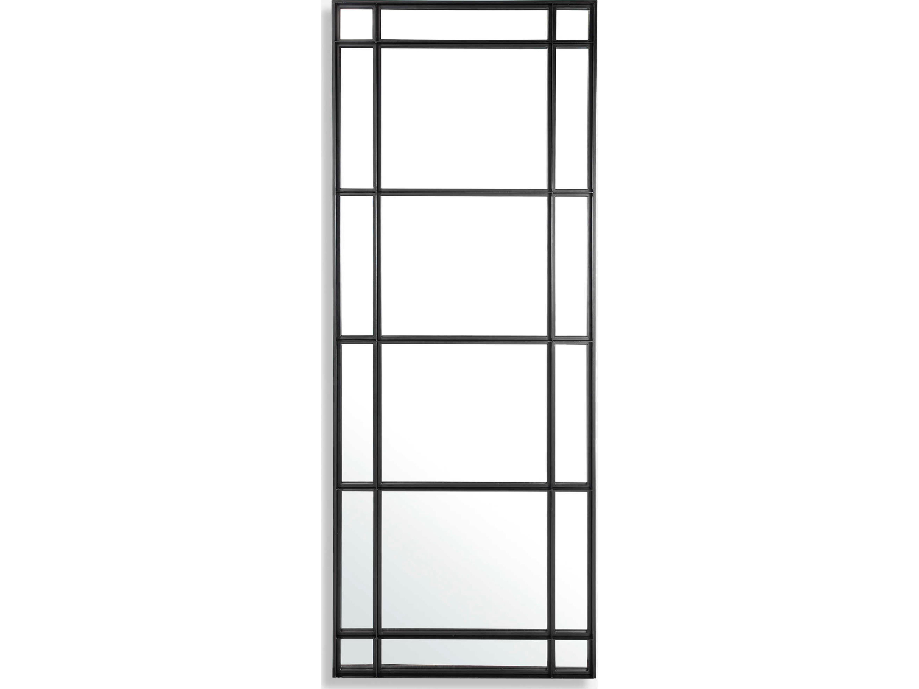 Atticus Satin Black Rectangular Floor Mirror