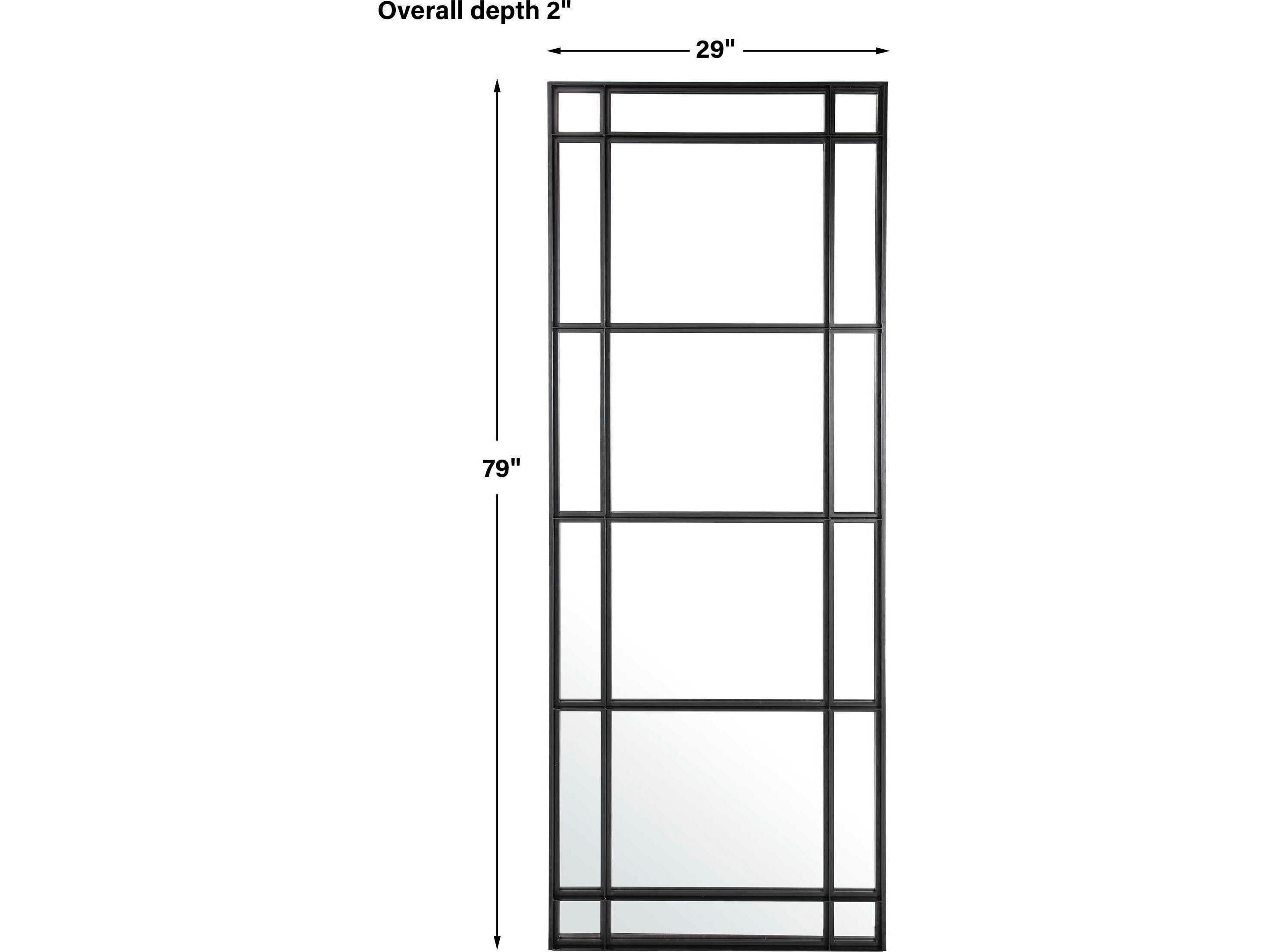 Uttermost Atticus Satin Black Rectangular Floor Mirror