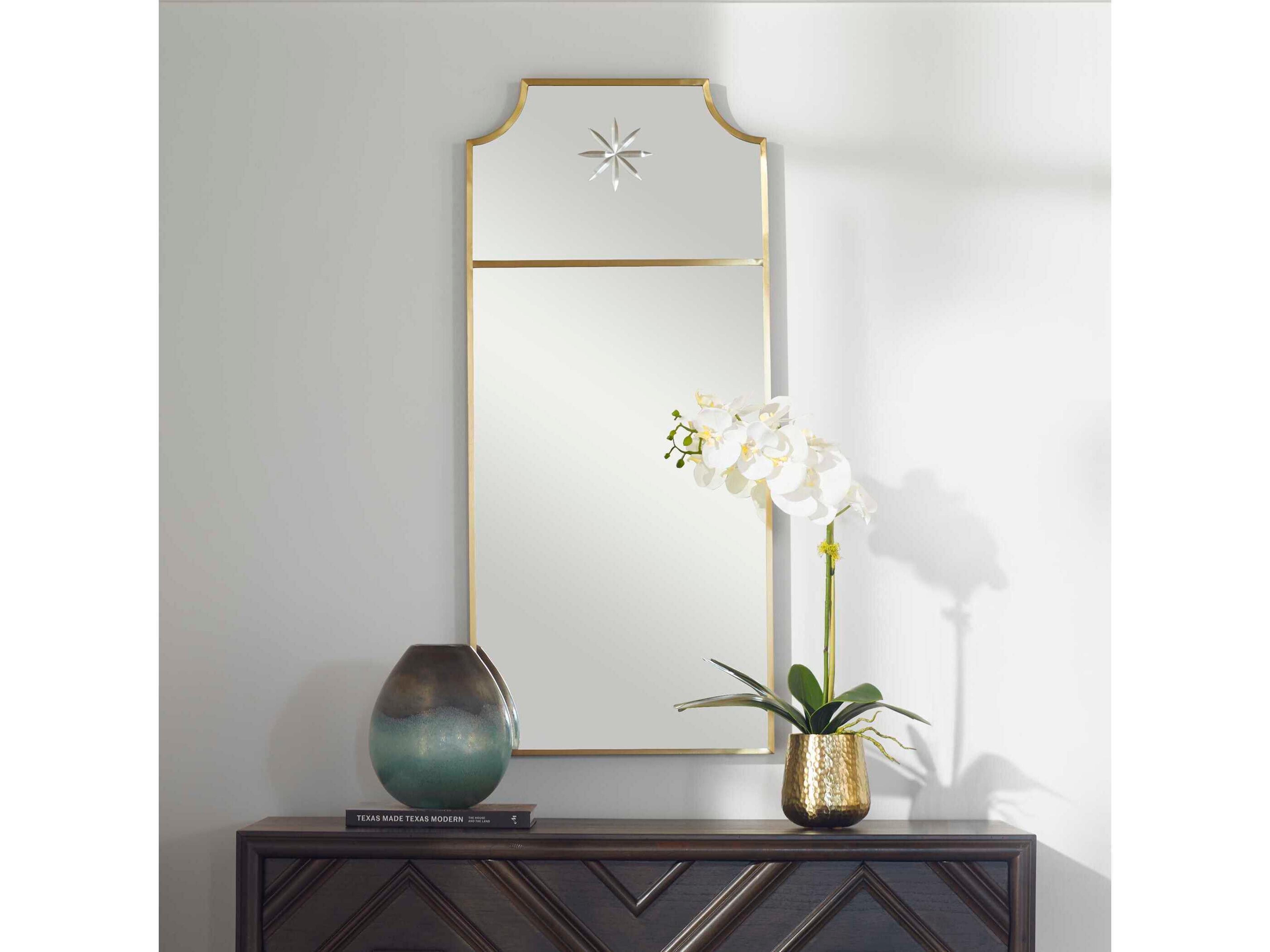 Uttermost Caddington Satin Brushed Brass Rectangular Wall Mirror