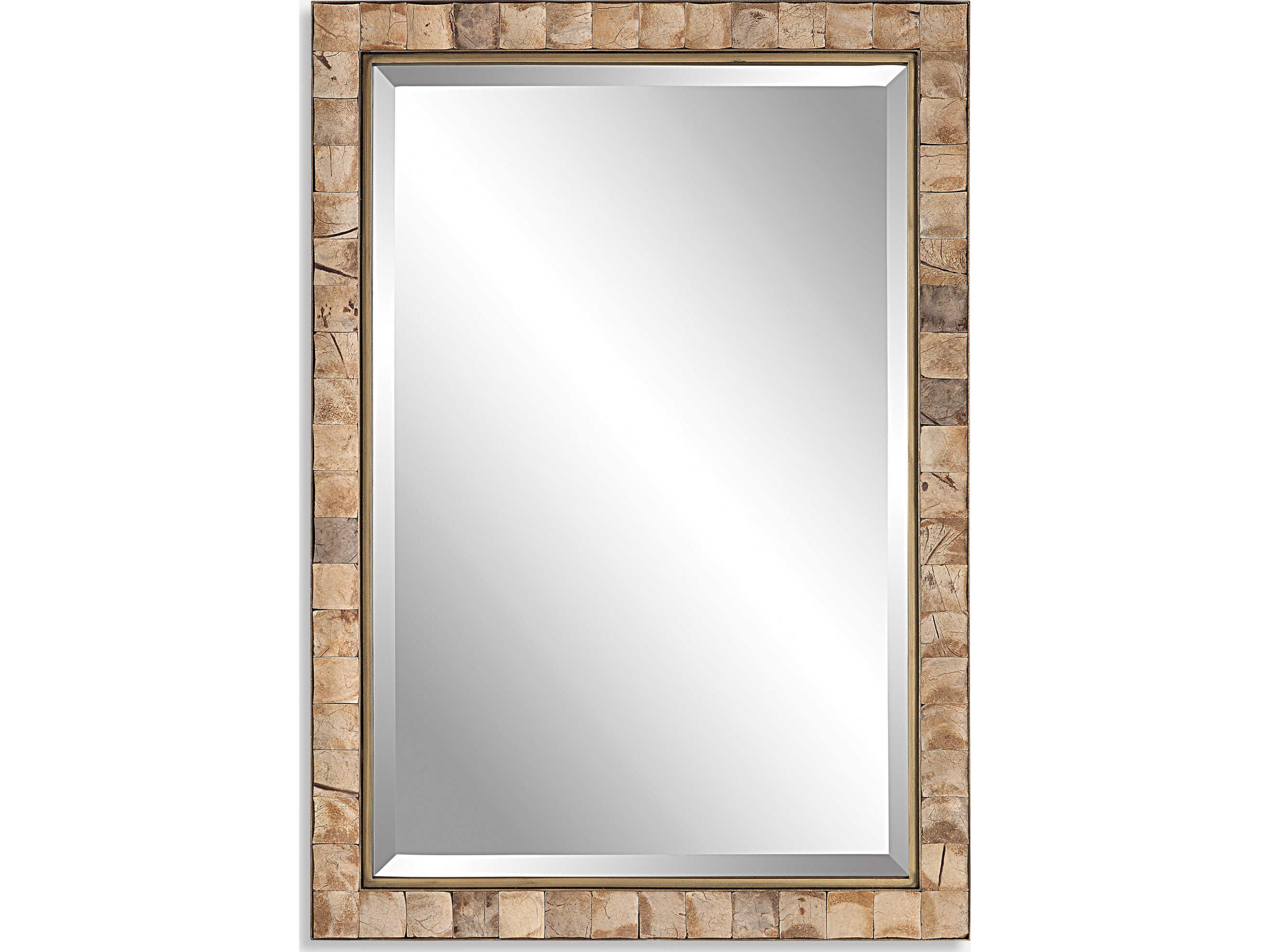 Cocos Dark Gold / Polished Coconut Shells Rectangular Wall Mirror