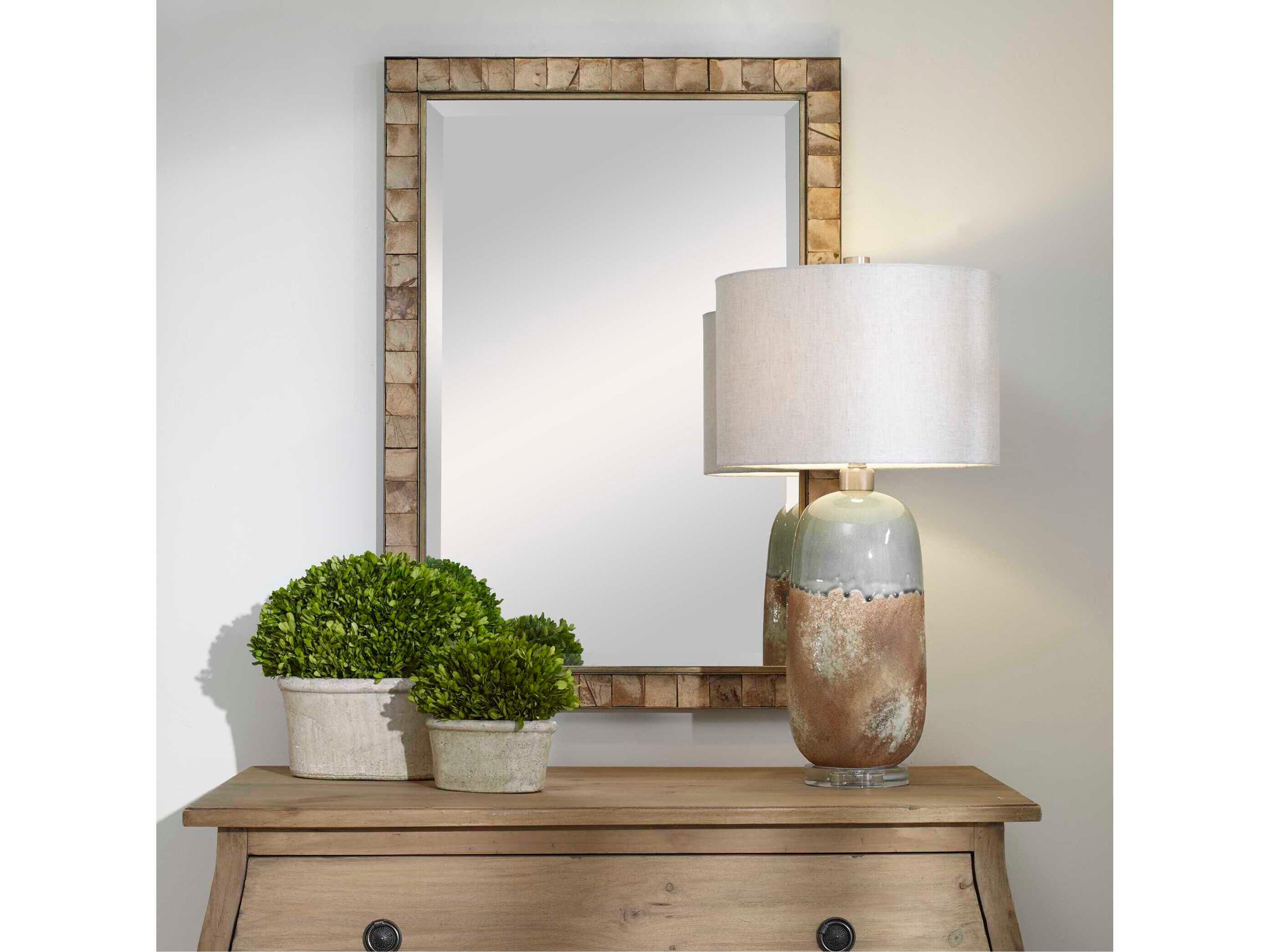 Uttermost Cocos Dark Gold / Polished Coconut Shells Rectangular Wall Mirror