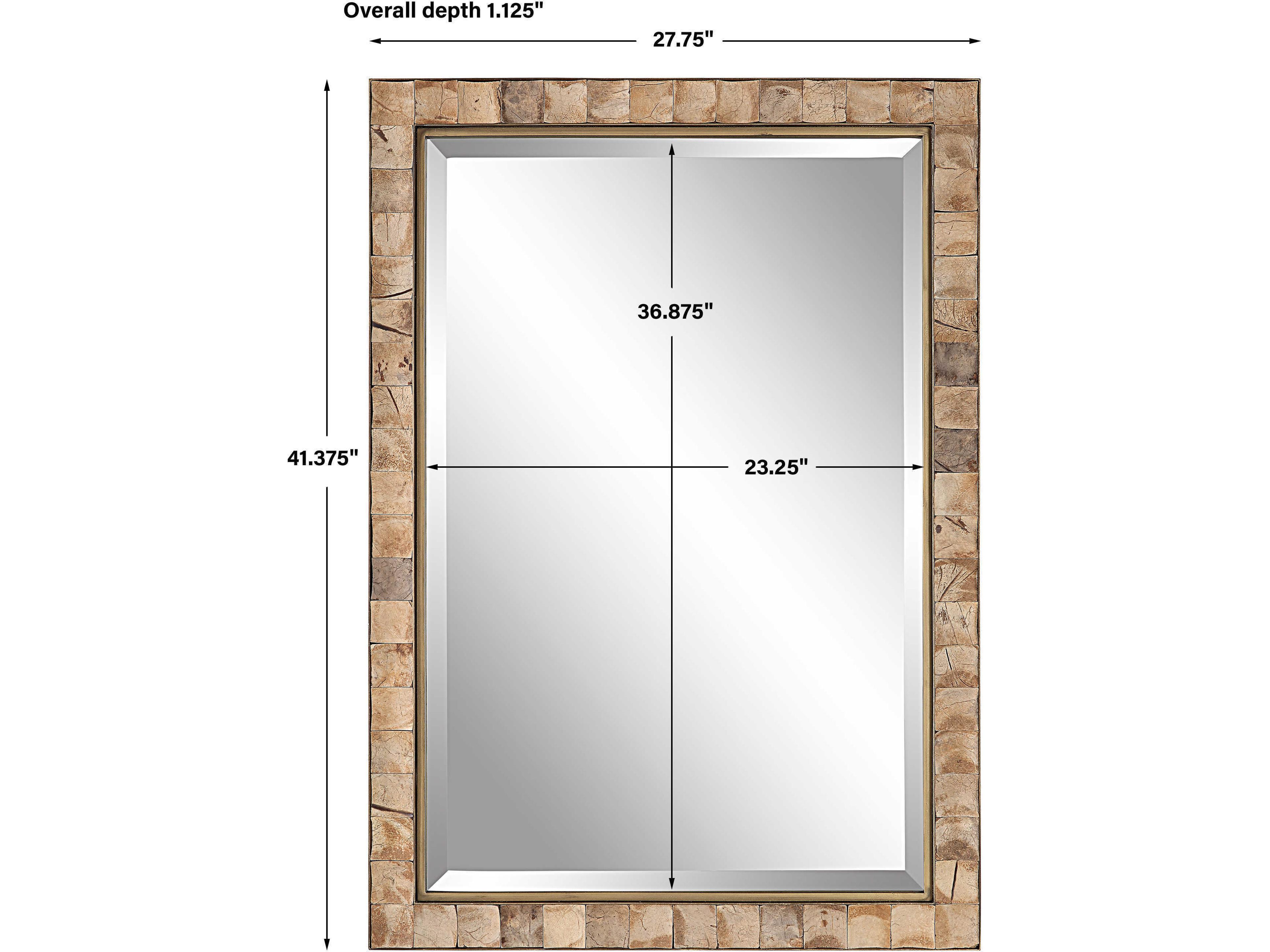 Uttermost Cocos Dark Gold / Polished Coconut Shells Rectangular Wall Mirror