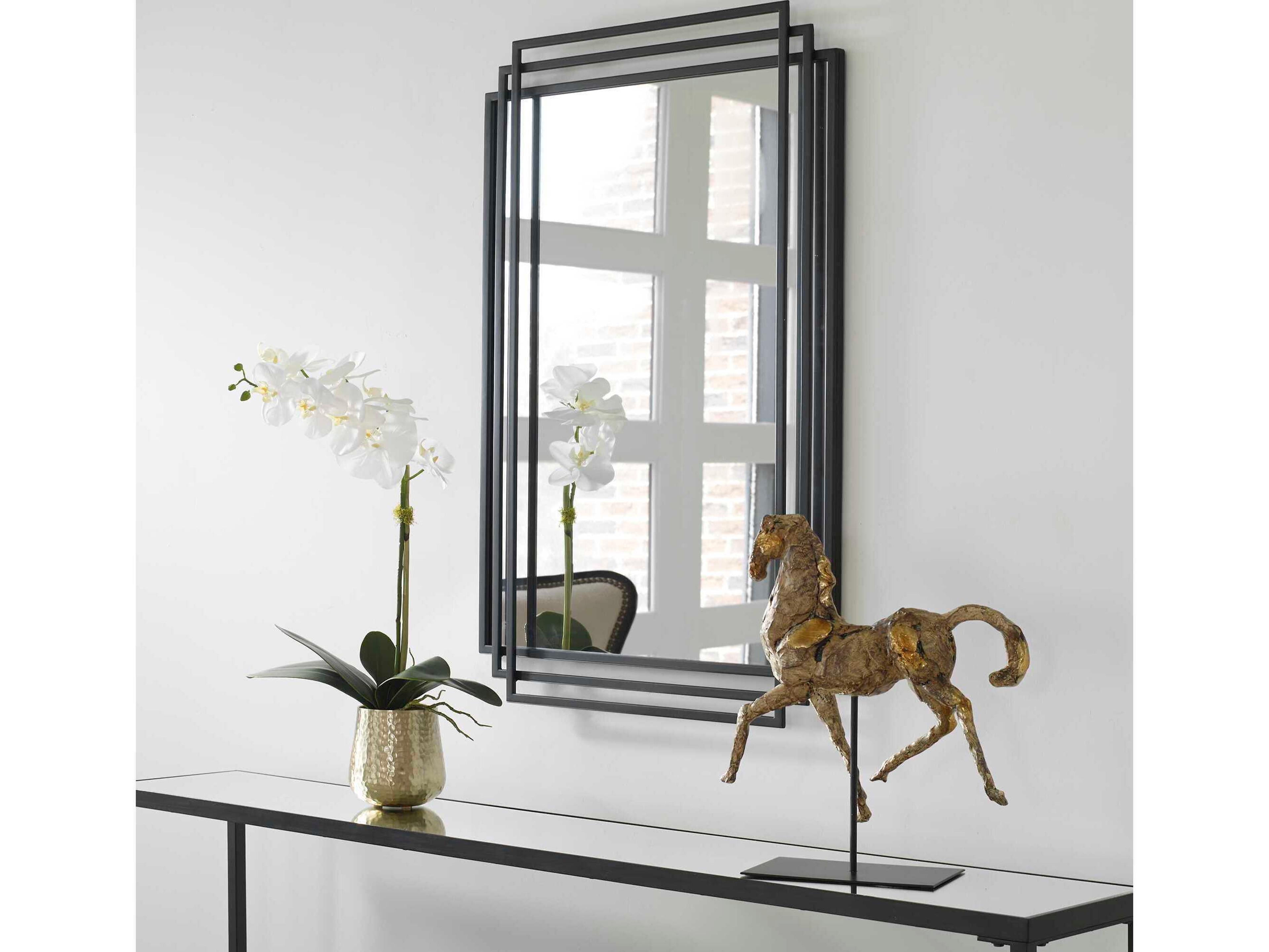 Uttermost Amherst Matte Black Rectangular Wall Mirror
