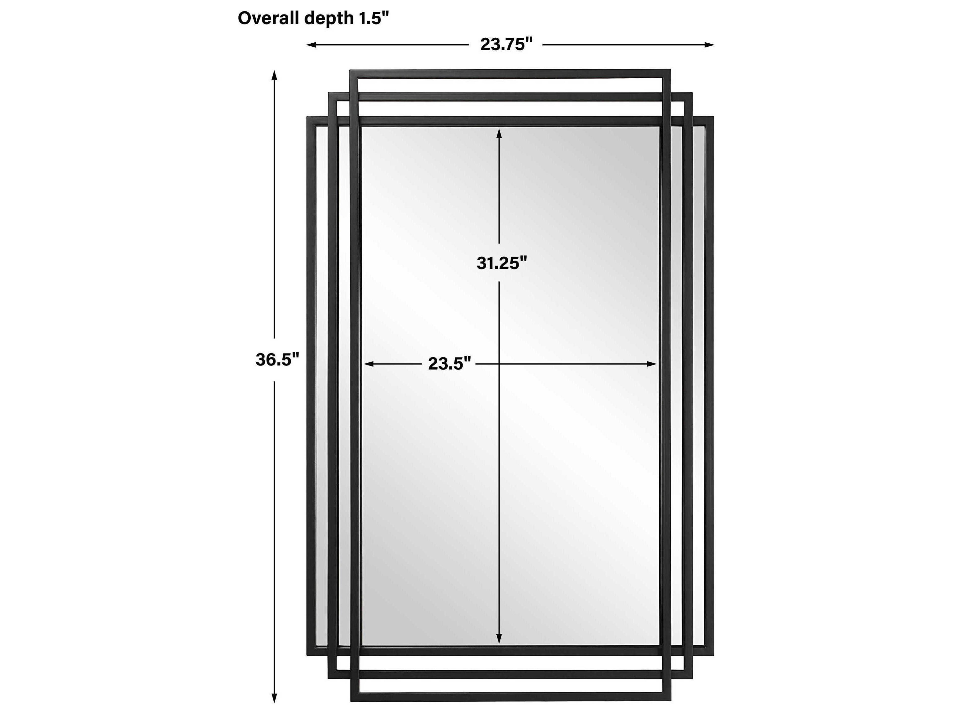 Uttermost Amherst Matte Black Rectangular Wall Mirror