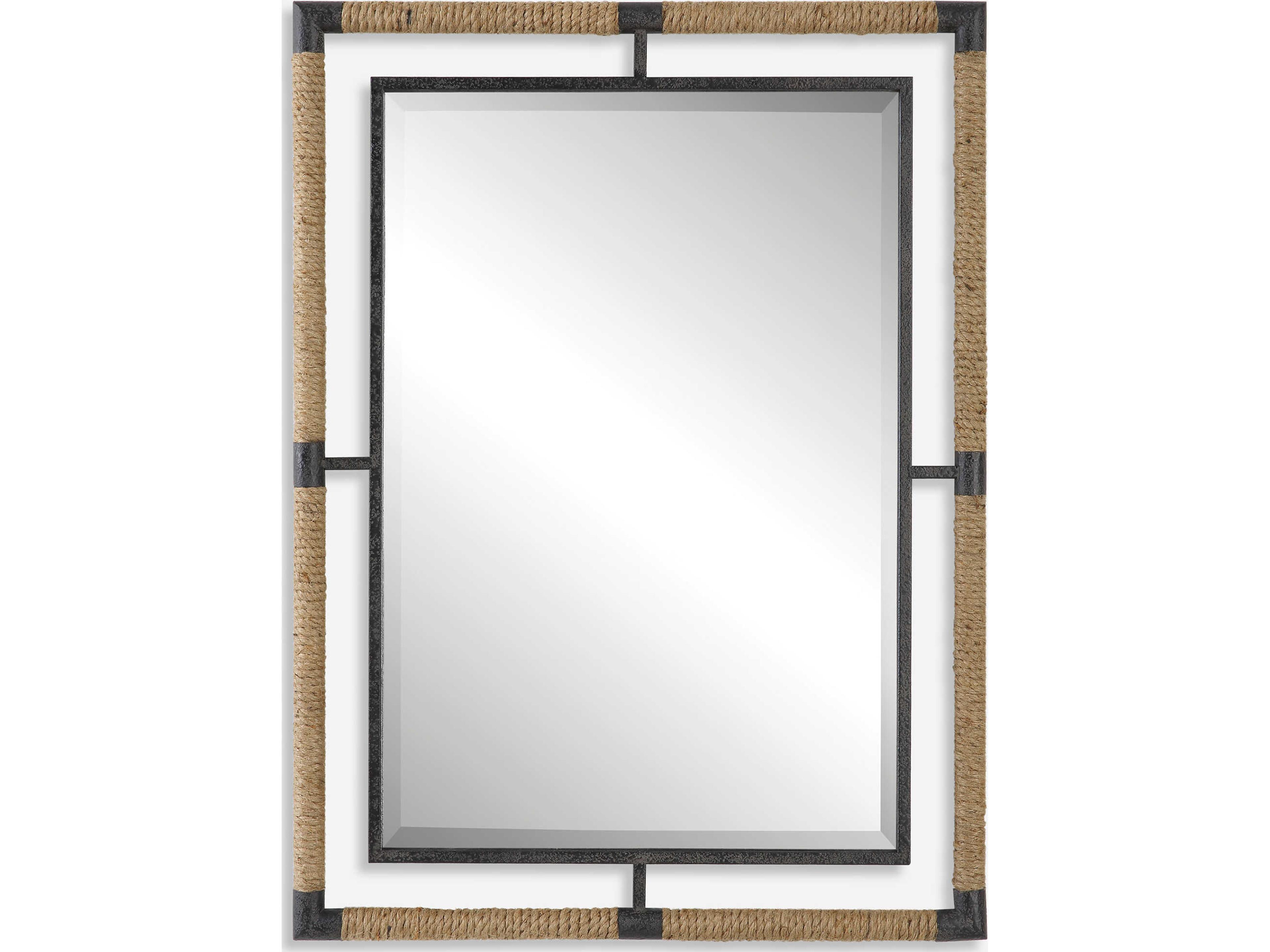 Uttermost Melville Rust Black / Natural Rope Rectangular Wall Mirror