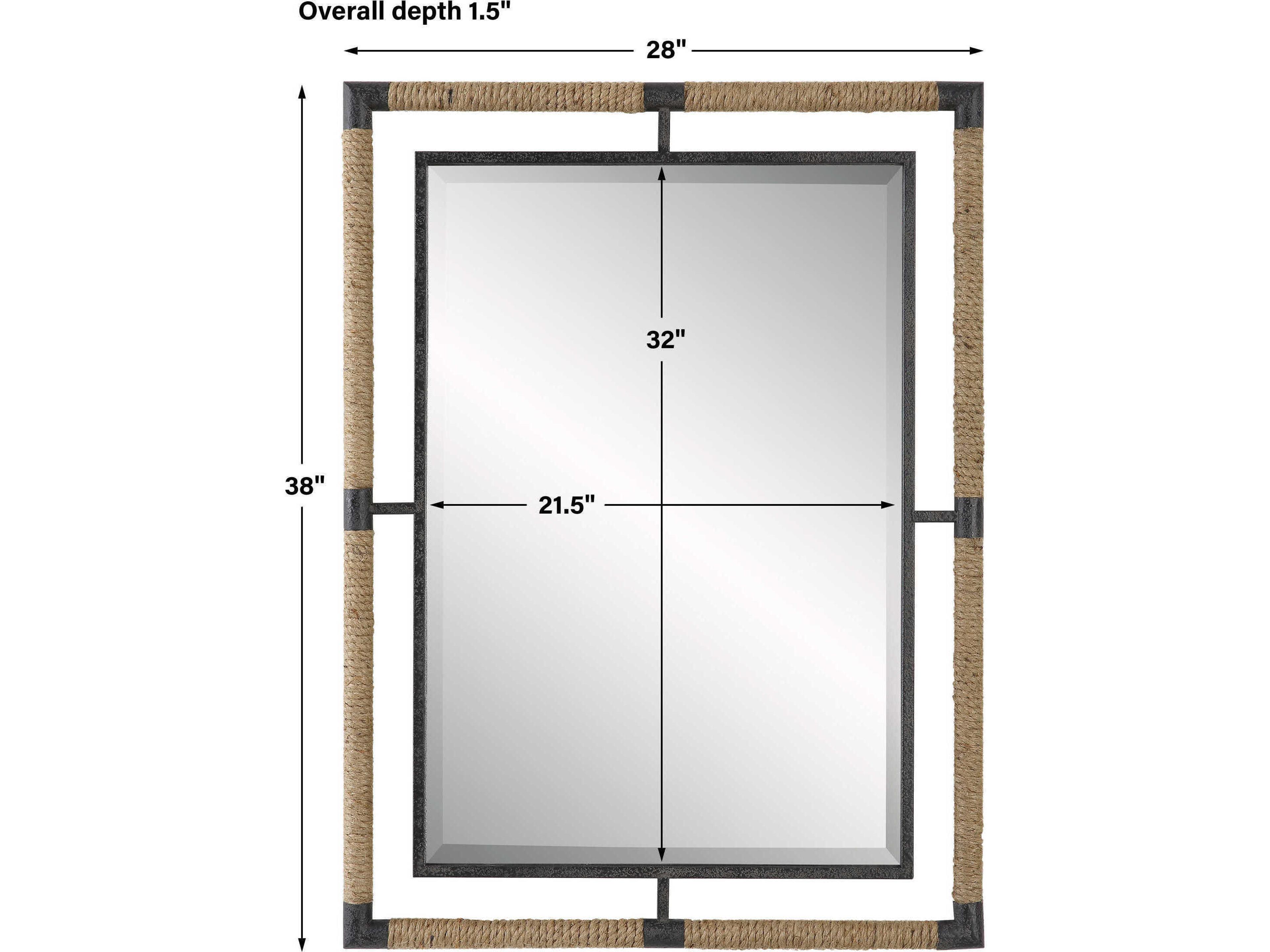 Uttermost Melville Rust Black / Natural Rope Rectangular Wall Mirror