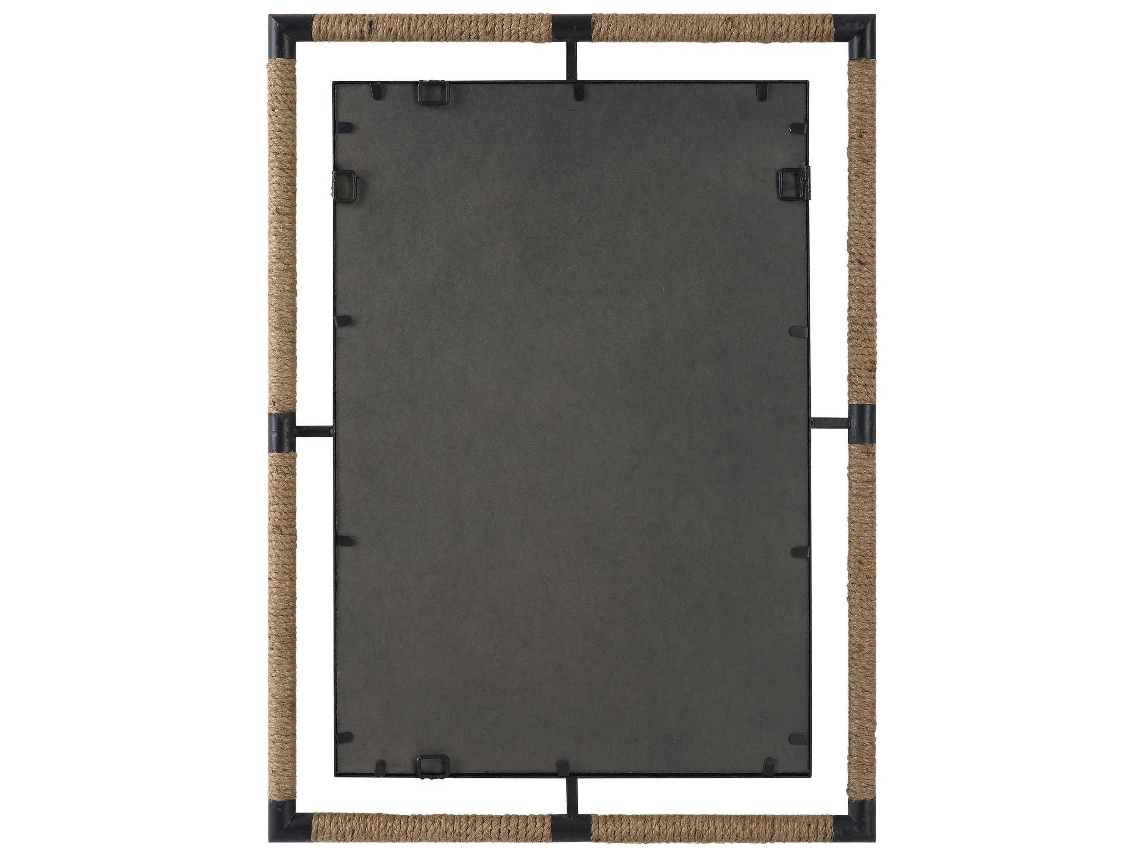 Uttermost Melville Rust Black / Natural Rope Rectangular Wall Mirror