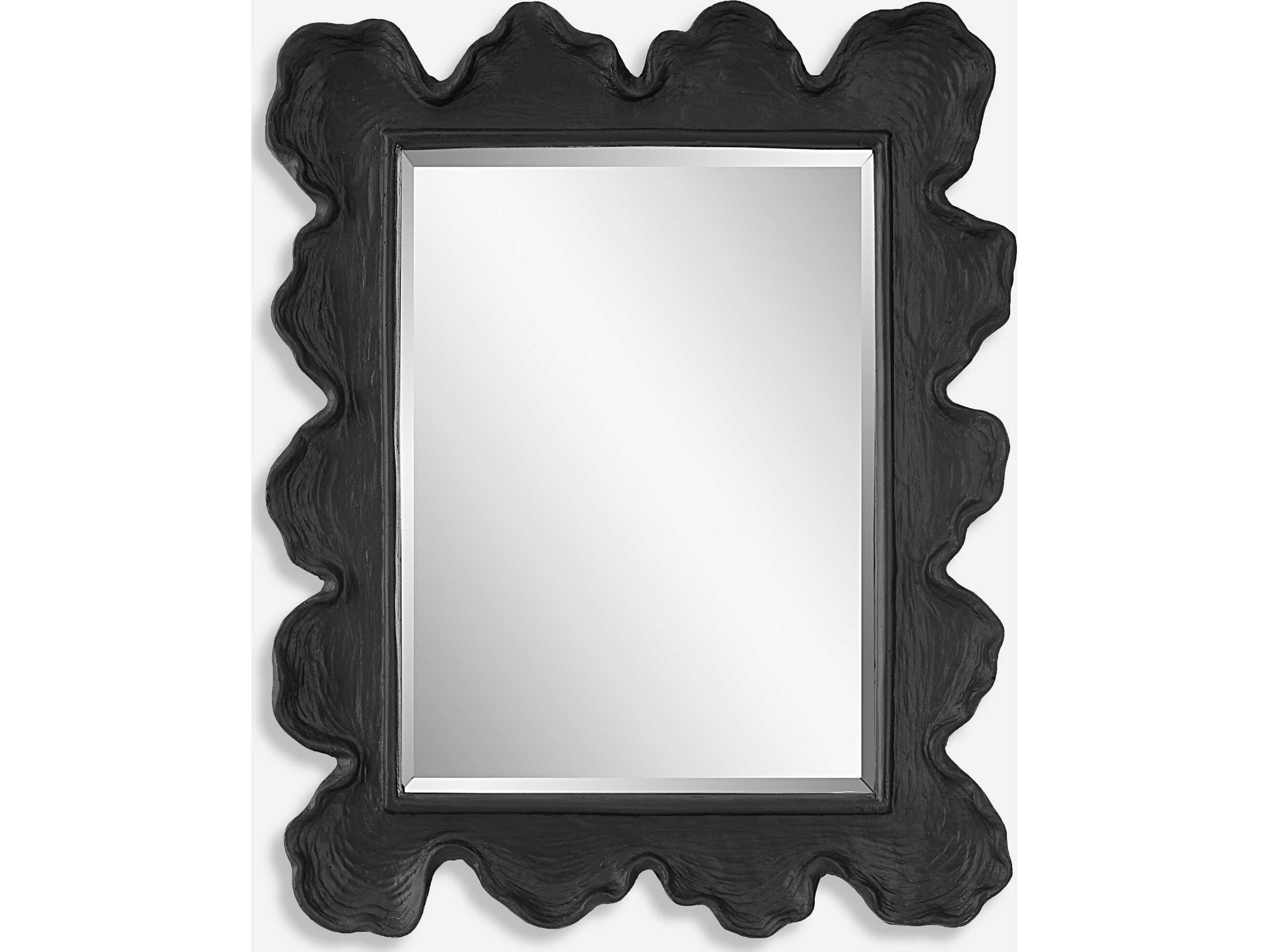 Uttermost Sea Coral Black Rectangular Wall Mirror