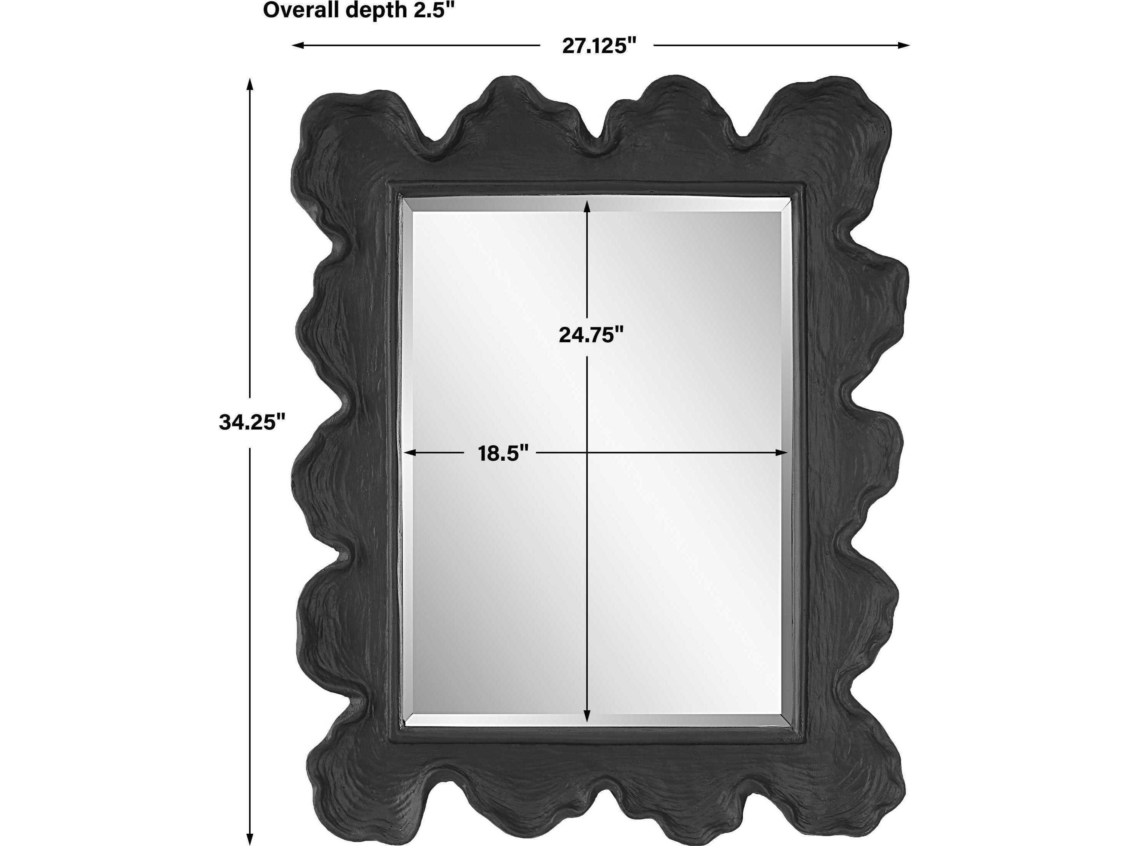 Uttermost Sea Coral Black Rectangular Wall Mirror