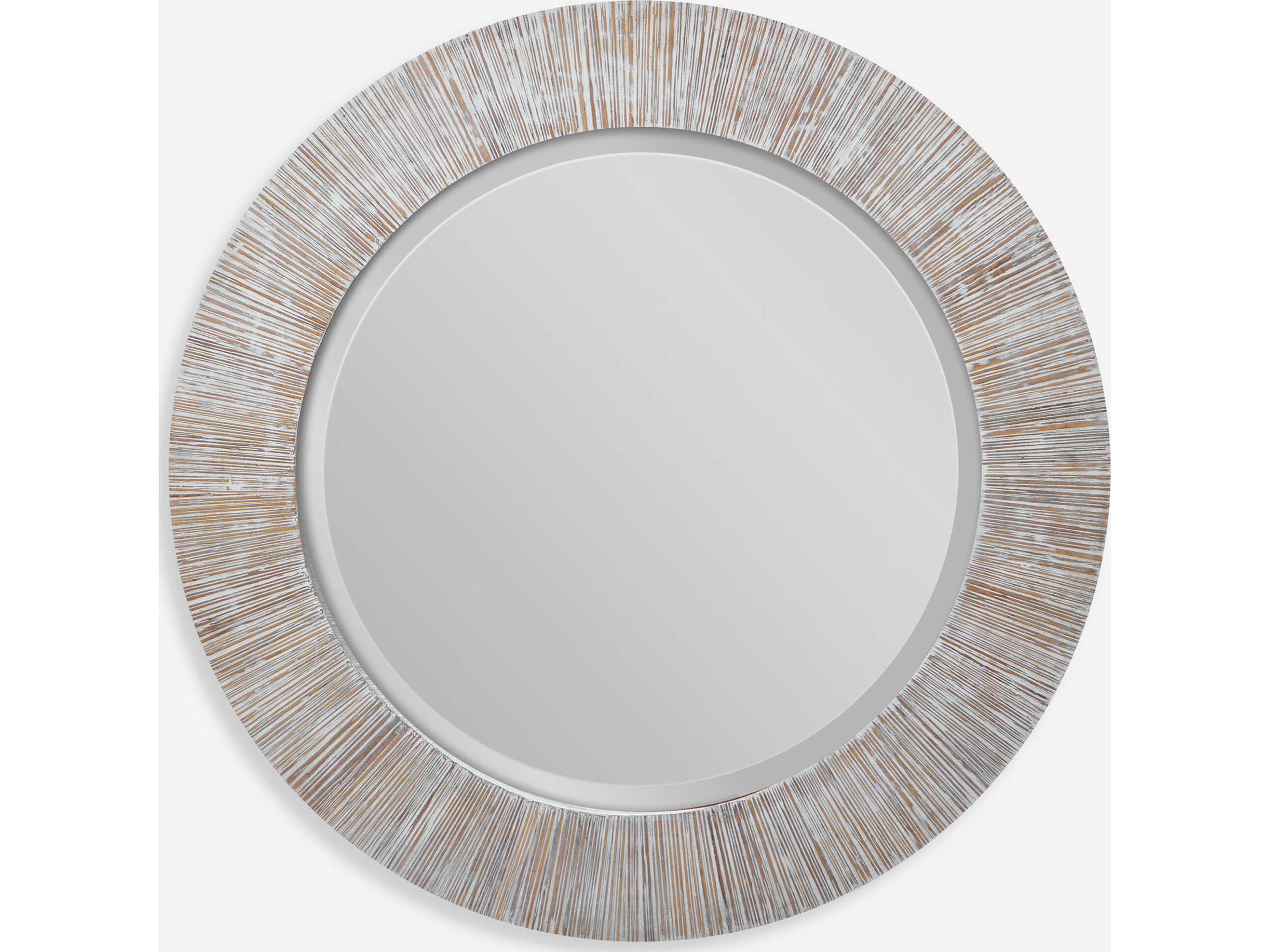 Repose Whitewash Round Wall Mirror