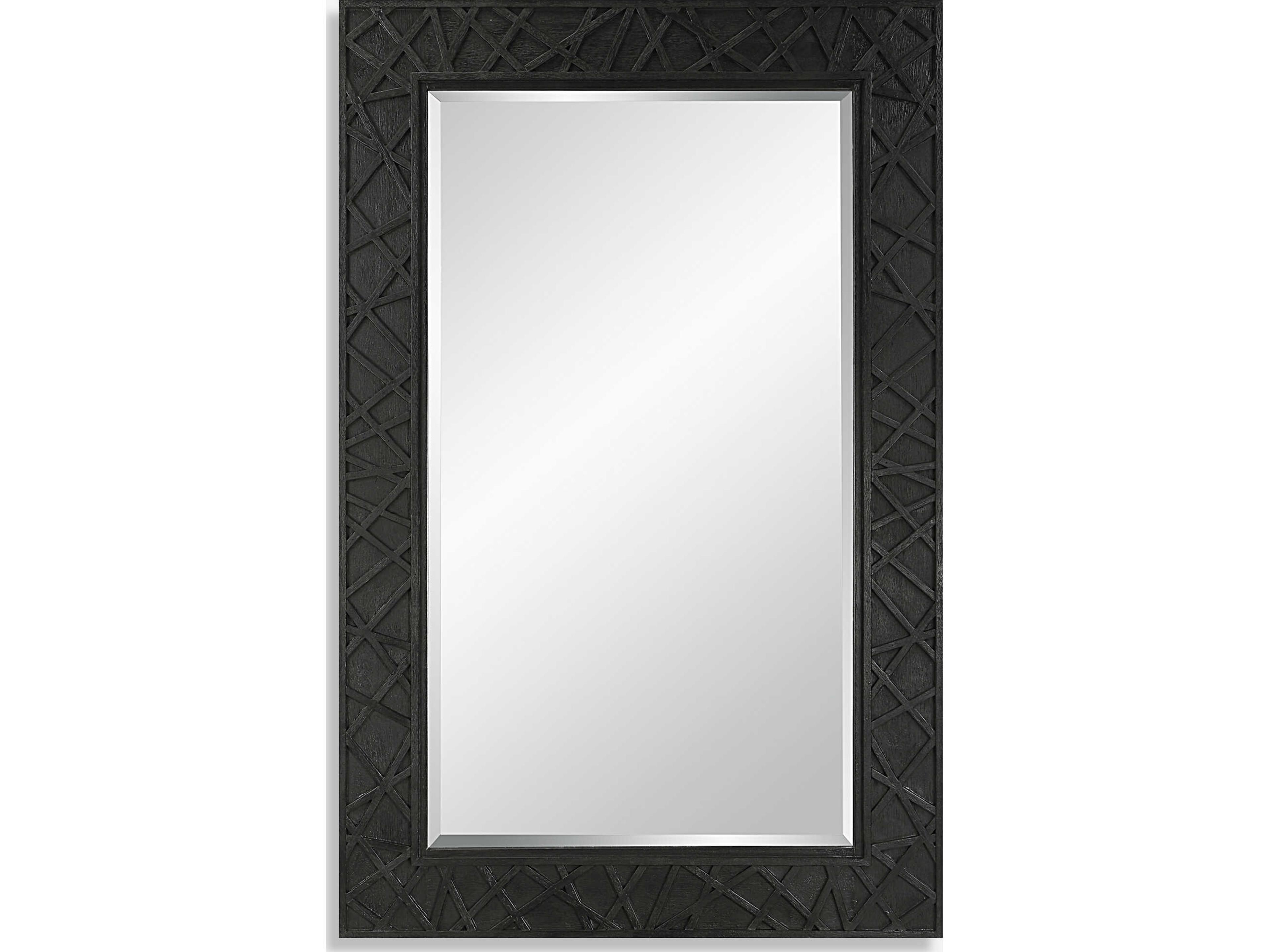 Uttermost Everest Satin Black Rectangular Wall Mirror