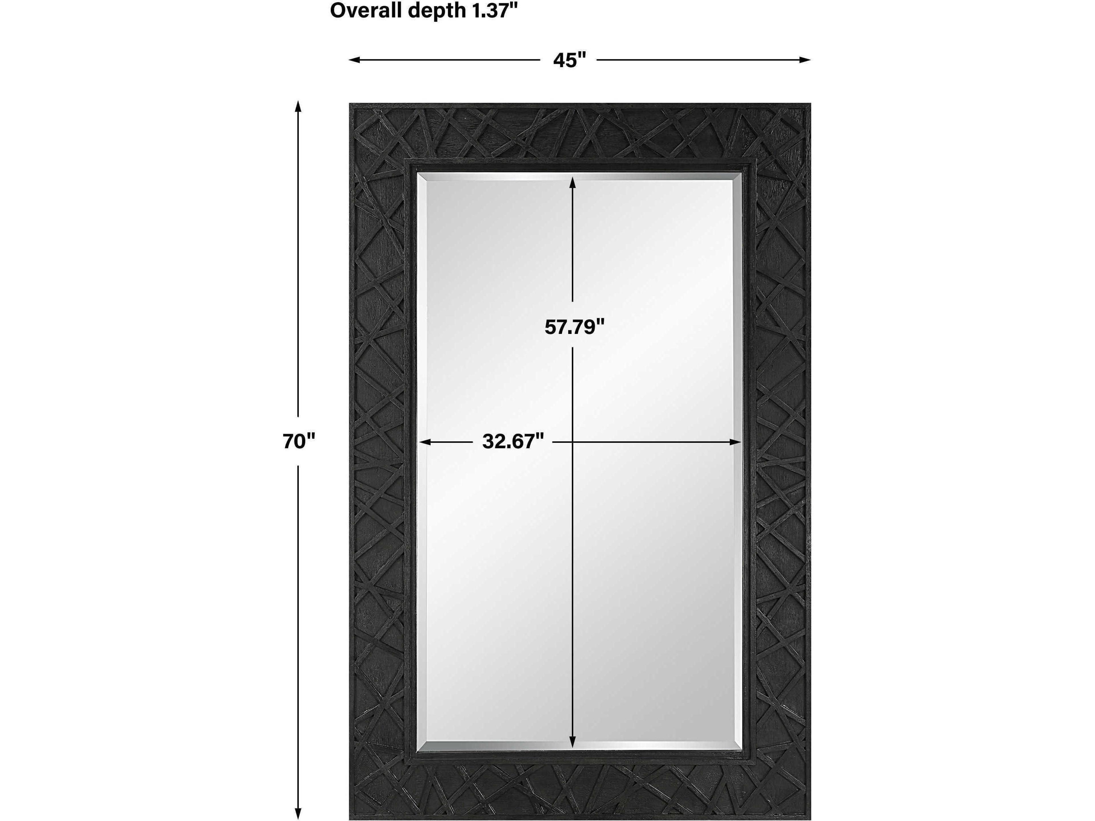 Uttermost Everest Satin Black Rectangular Wall Mirror