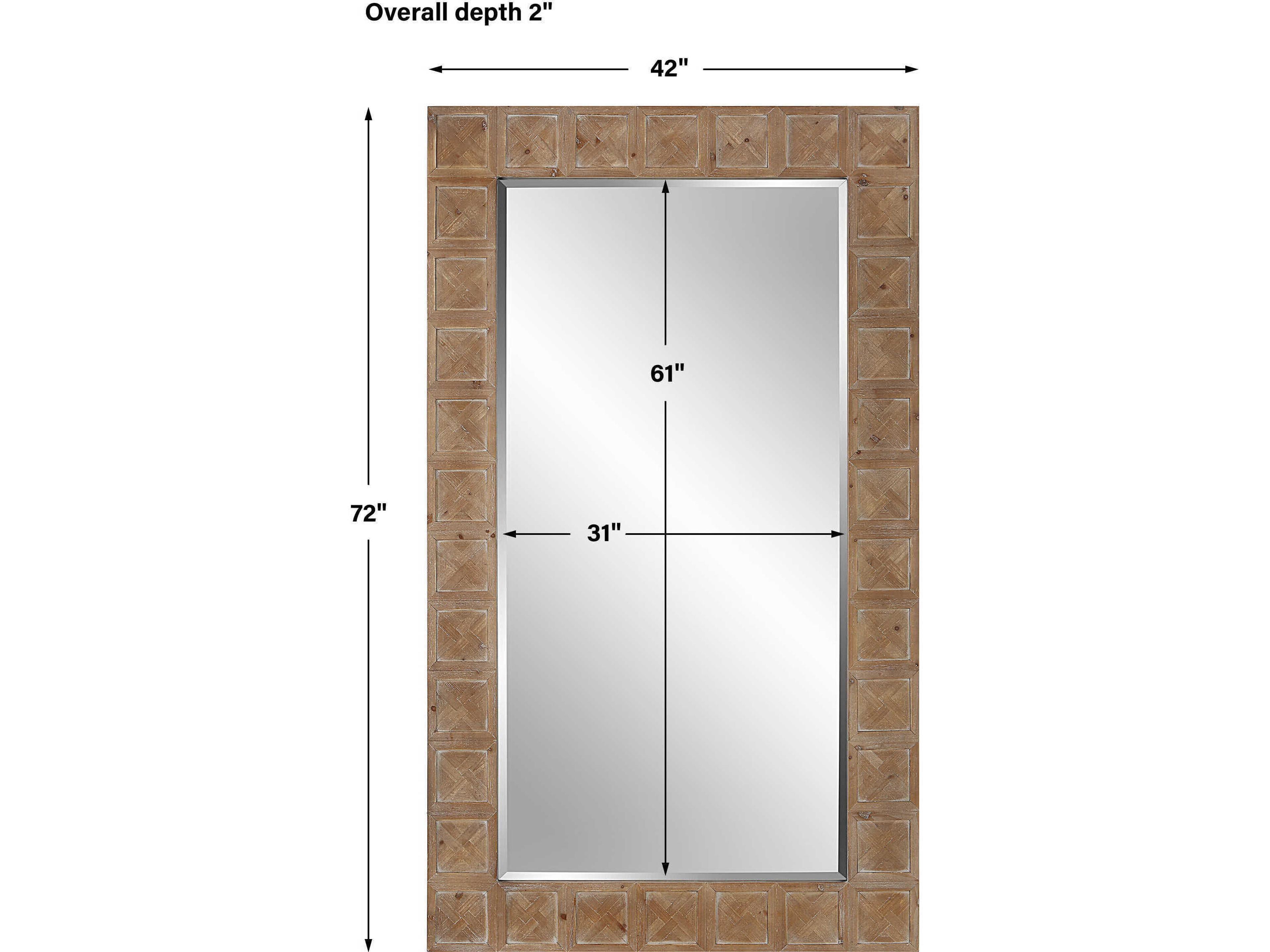 Uttermost Ranahan White Washed / Natural Rectangular Floor Mirror