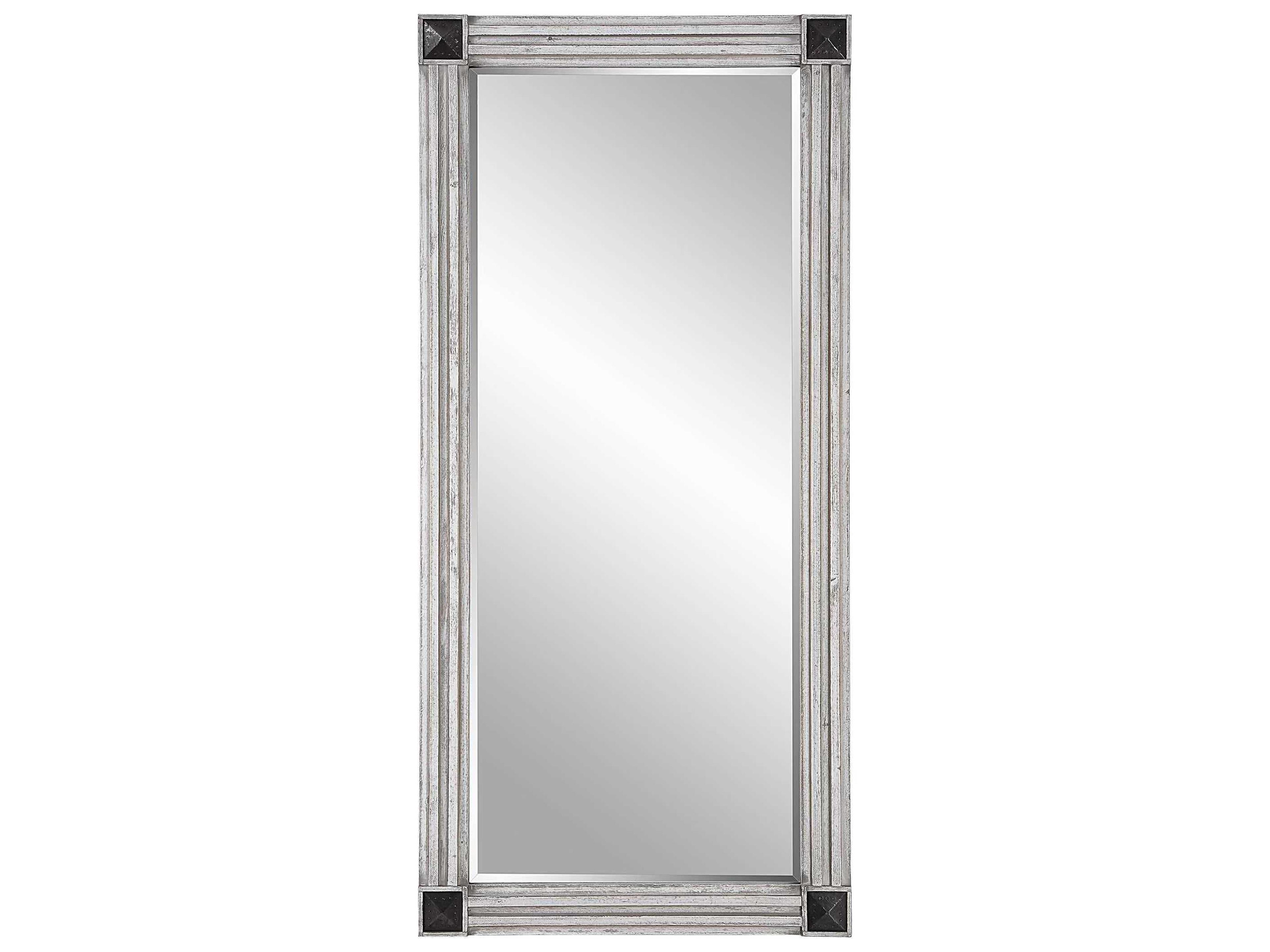 Manor White Washed / Gray Rectangular Floor Mirror