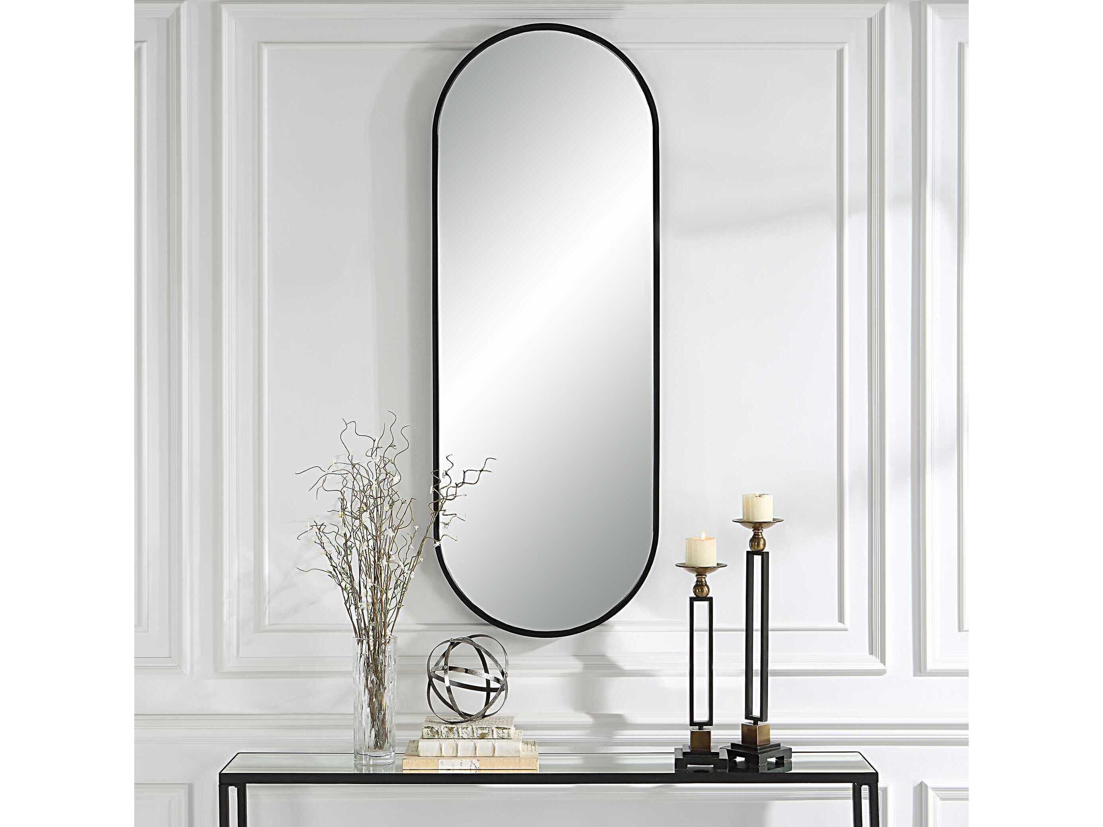 Uttermost Varina Black Oval Wall Mirror