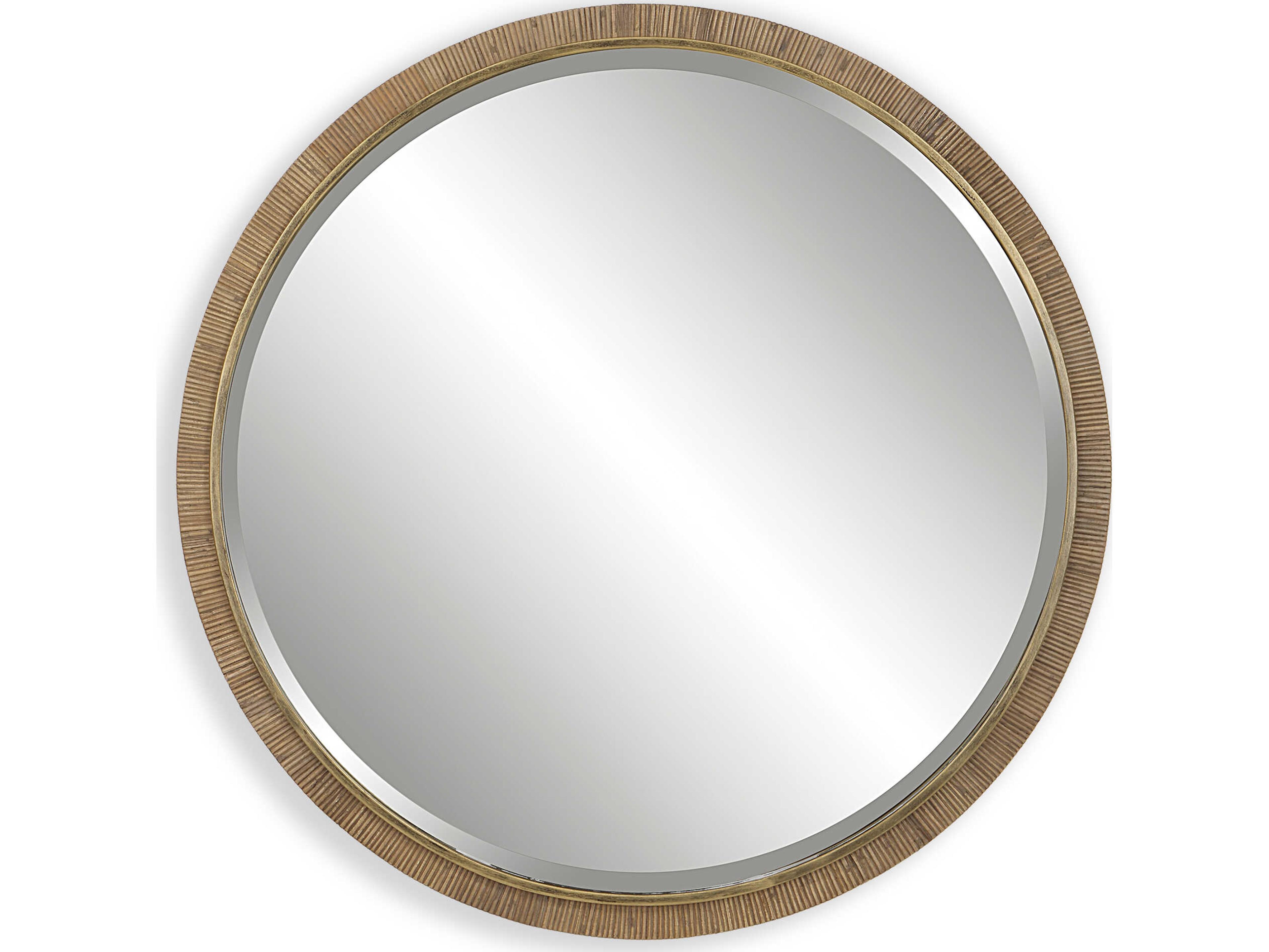 Paradise Natural / Gold Leaf Round Wall Mirror