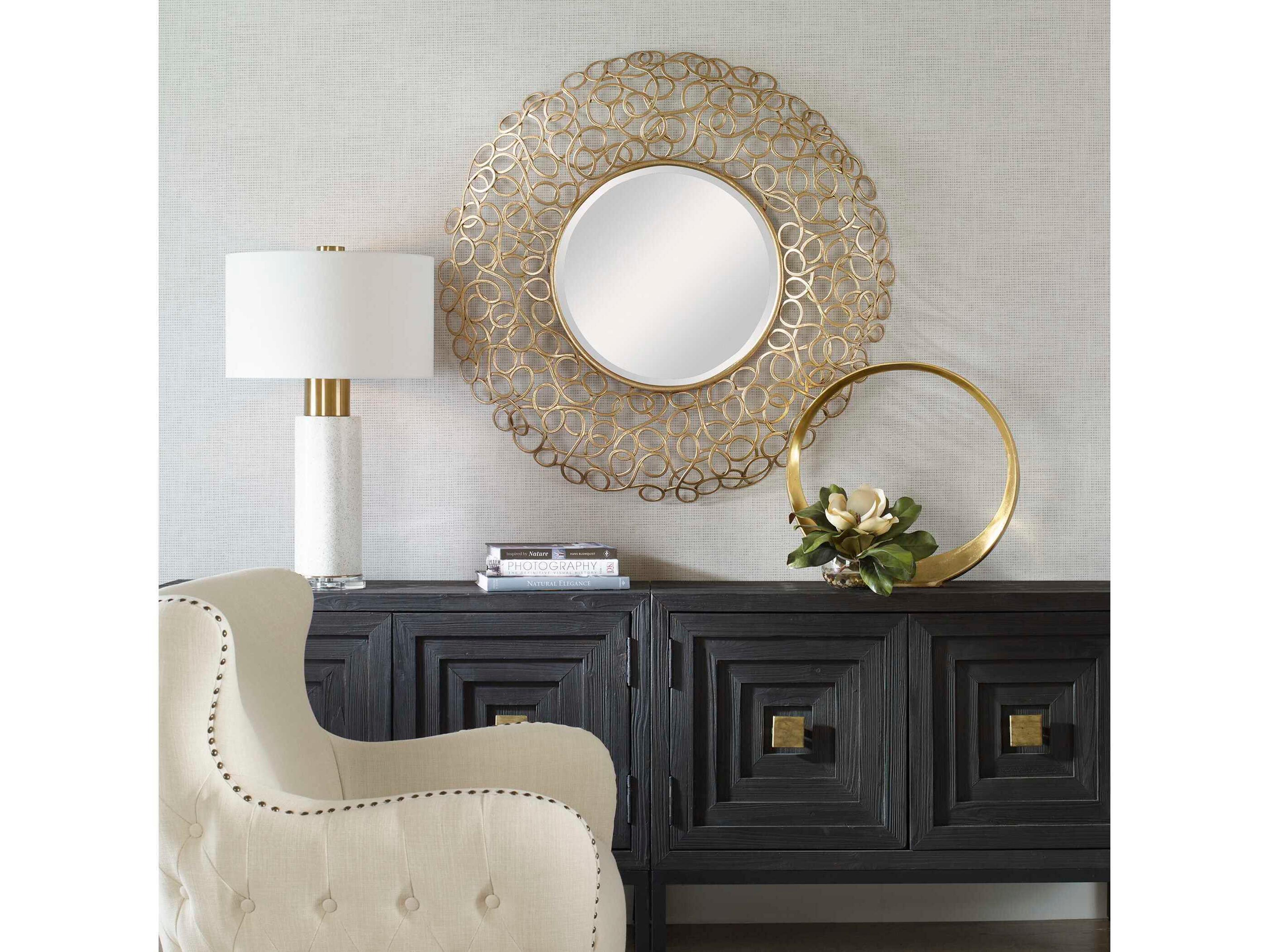 Uttermost Swirl Gold Round Wall Mirror