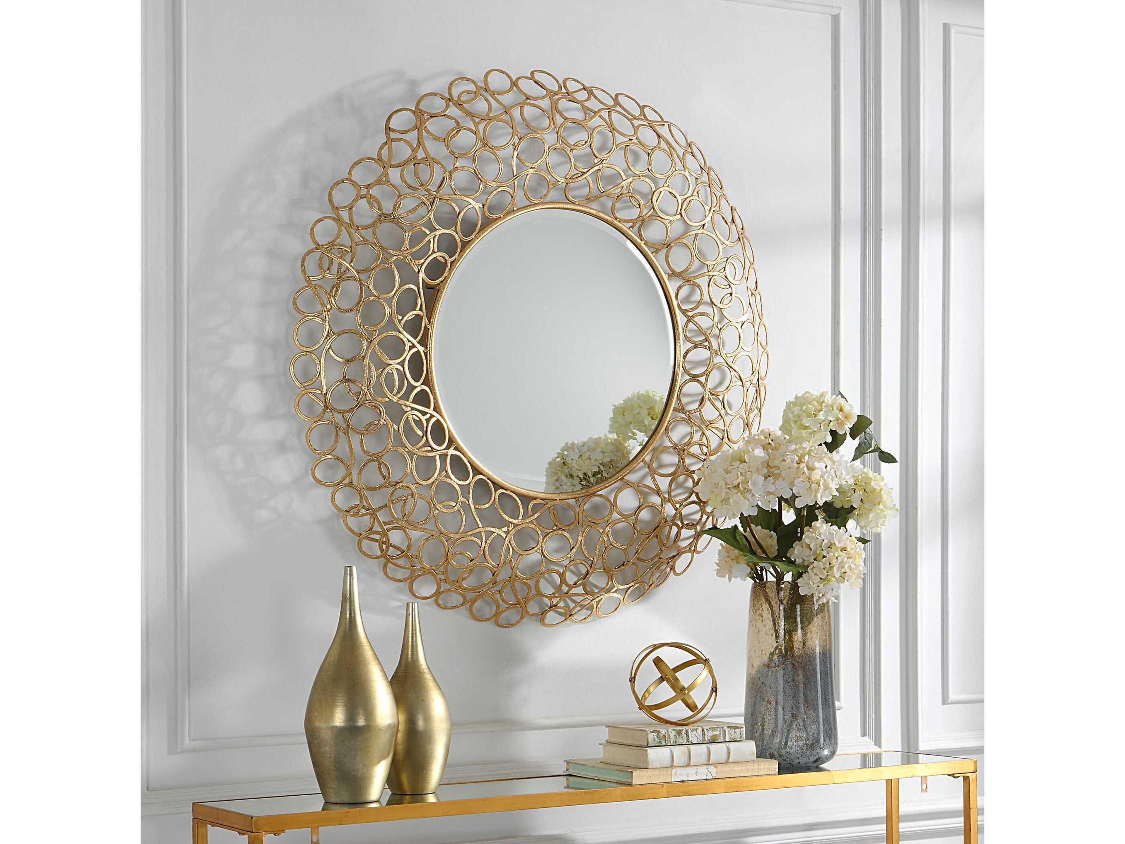 Uttermost Swirl Gold Round Wall Mirror