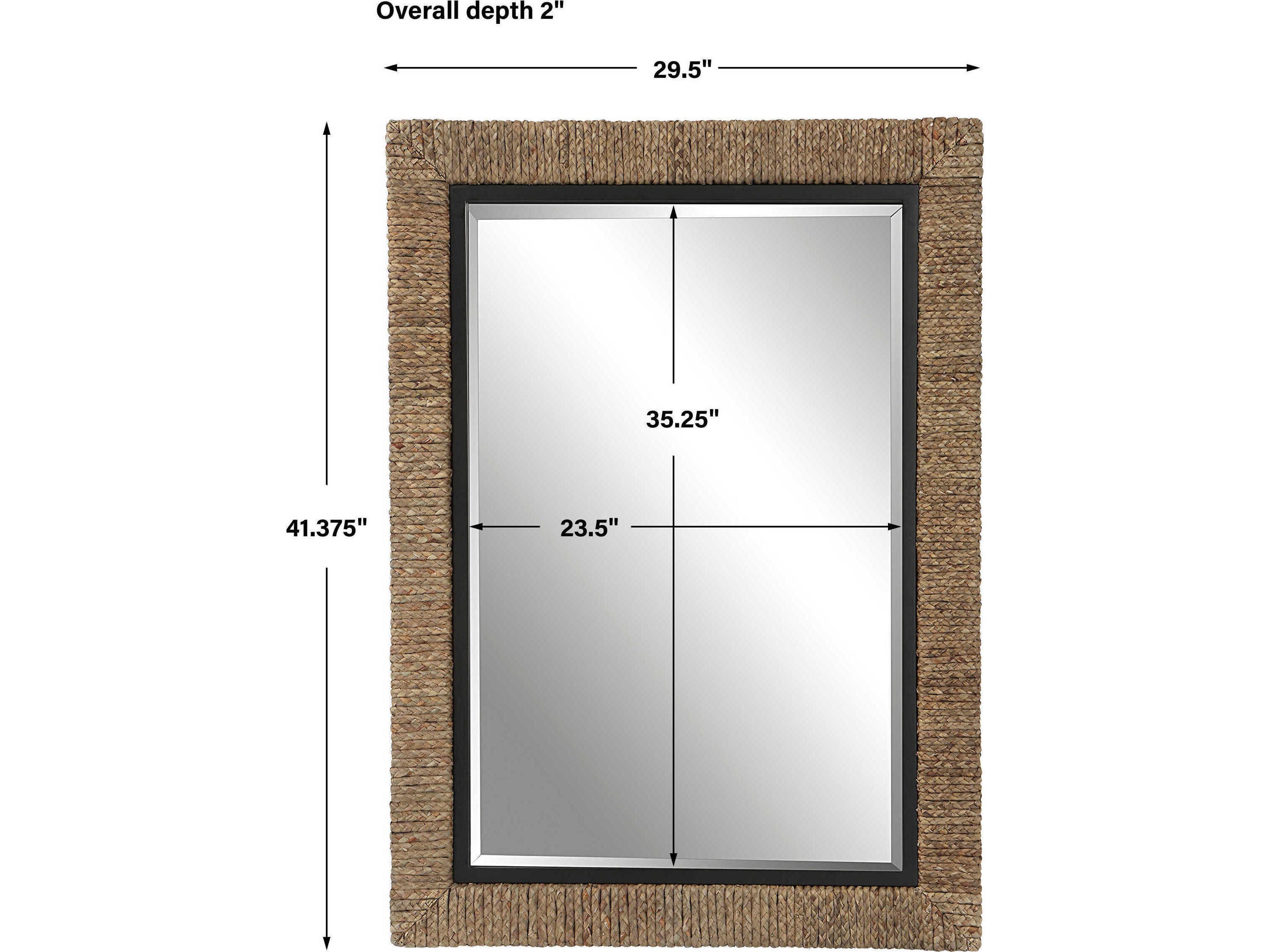 Uttermost Island Braided Straw Natural / Matte Black Rectangular Wall Mirror