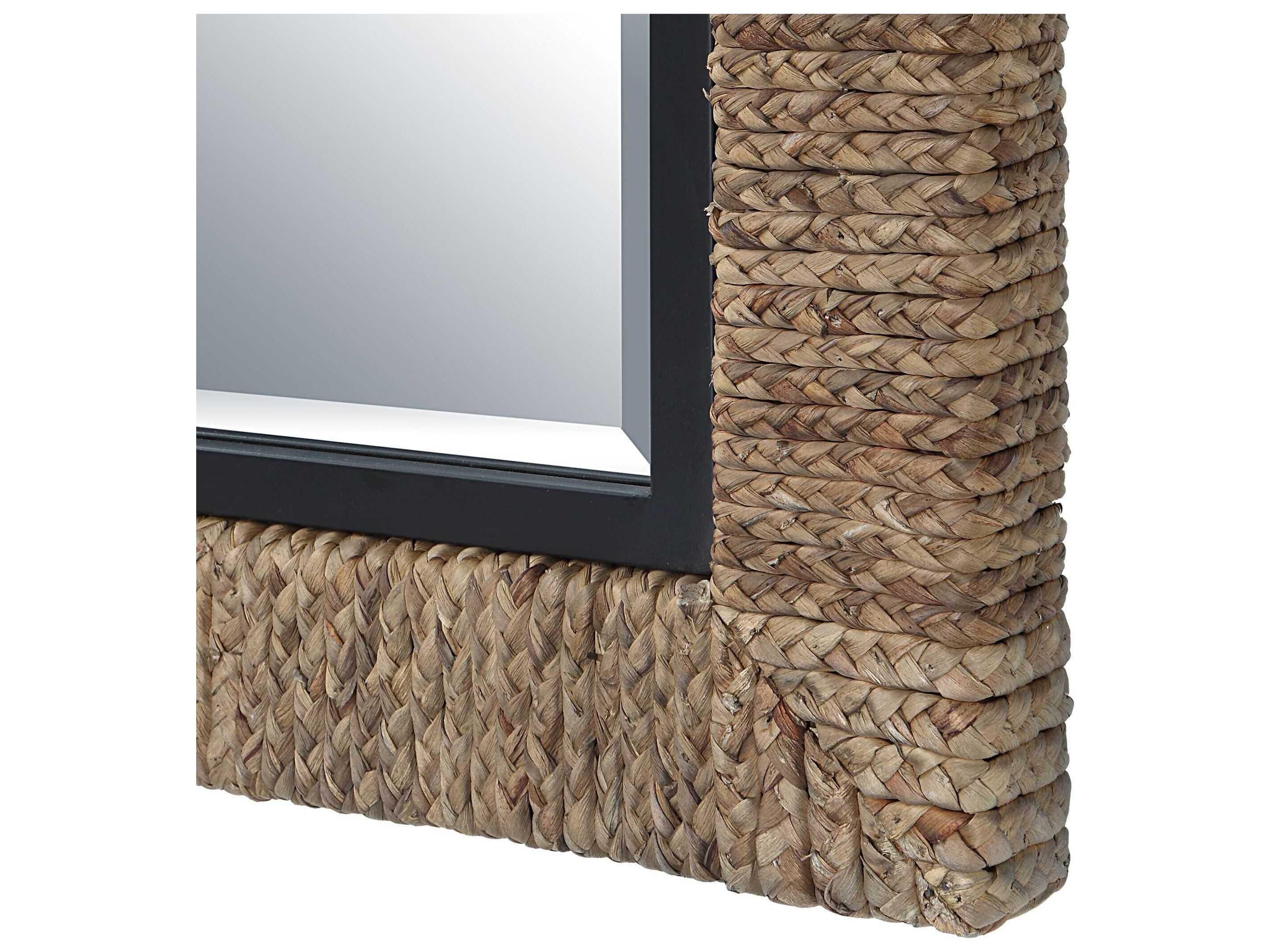 Uttermost Island Braided Straw Natural / Matte Black Rectangular Wall Mirror