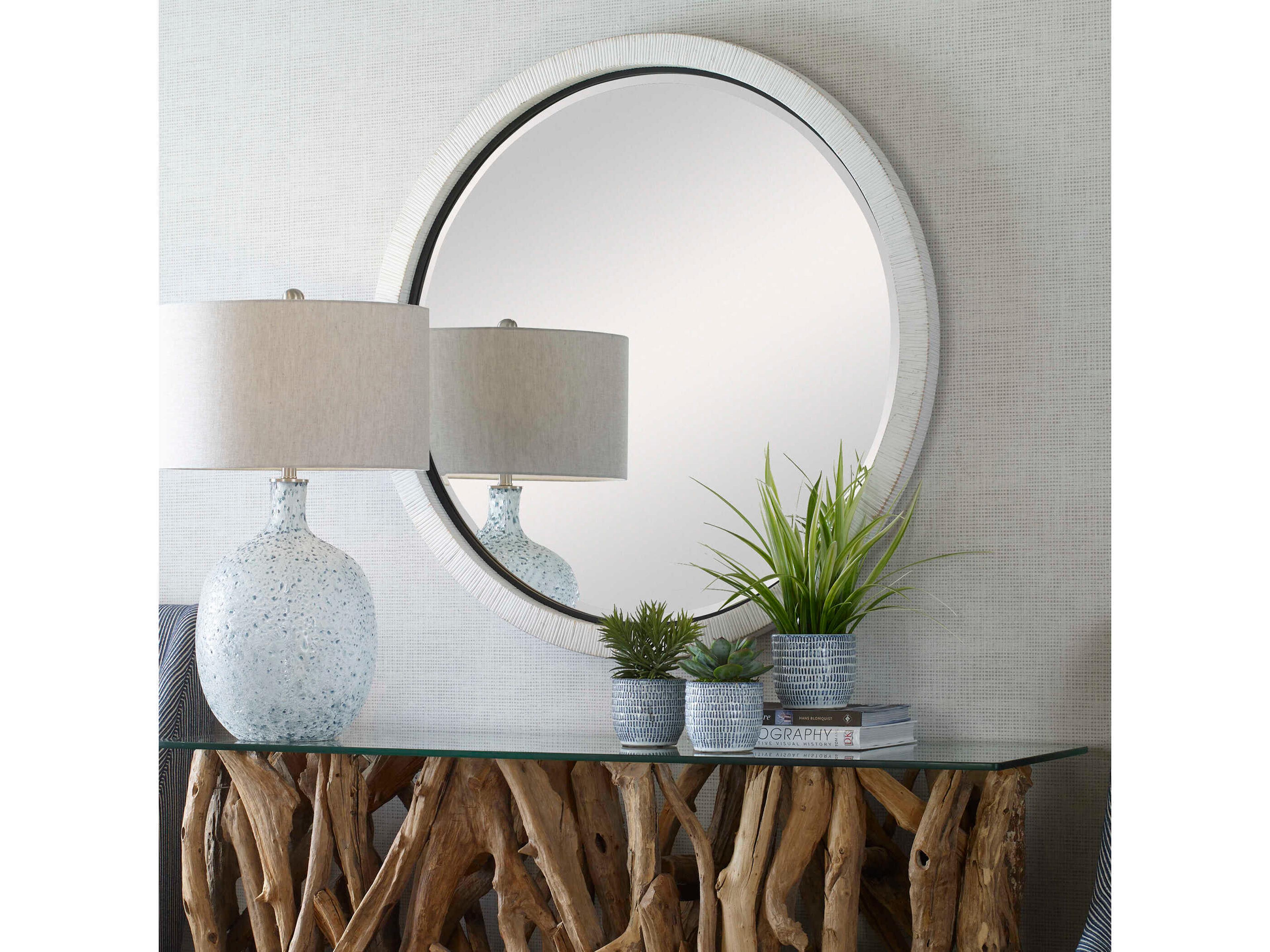 Uttermost Granada Whitewash Round Wall Mirror