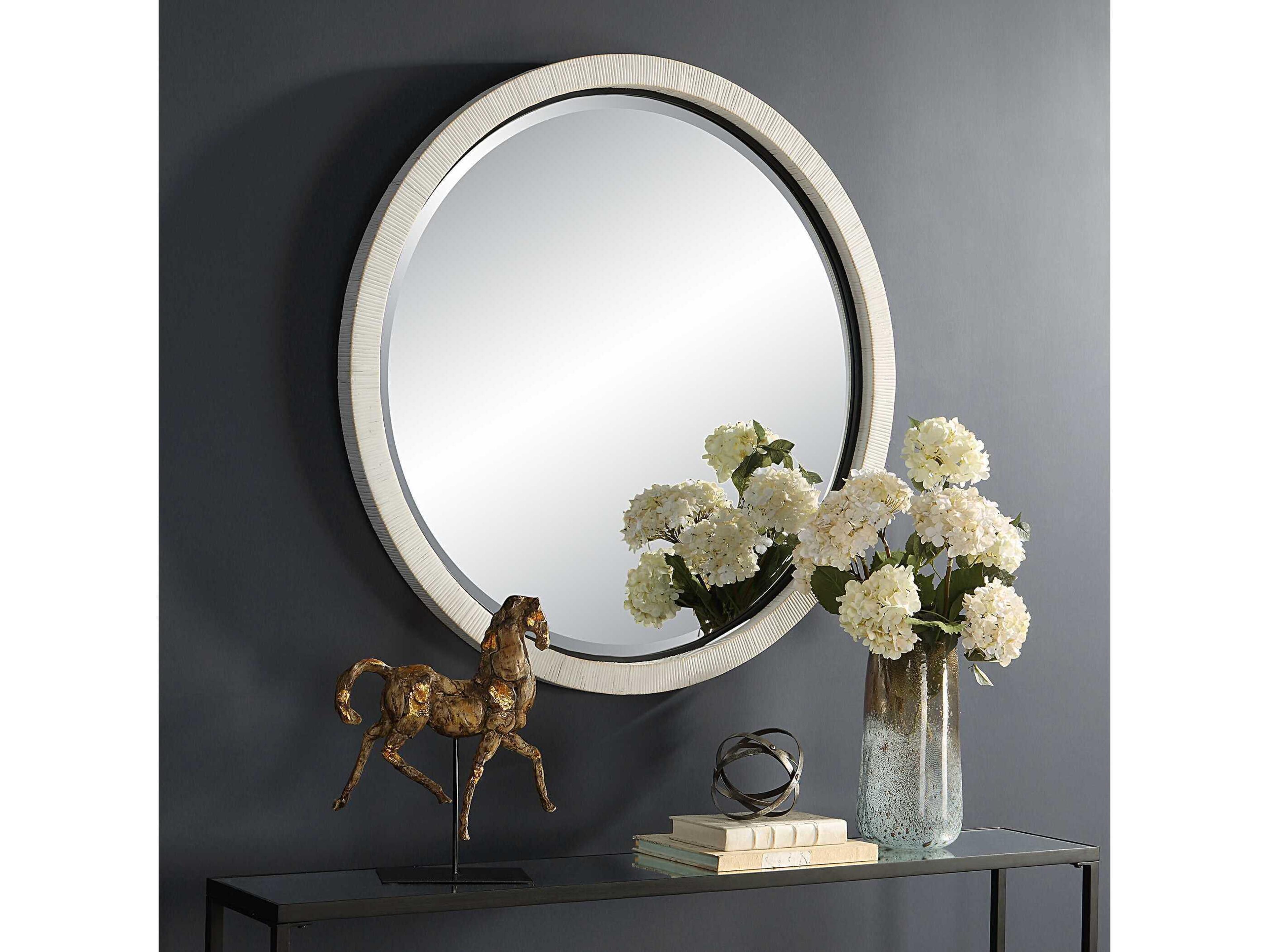 Uttermost Granada Whitewash Round Wall Mirror