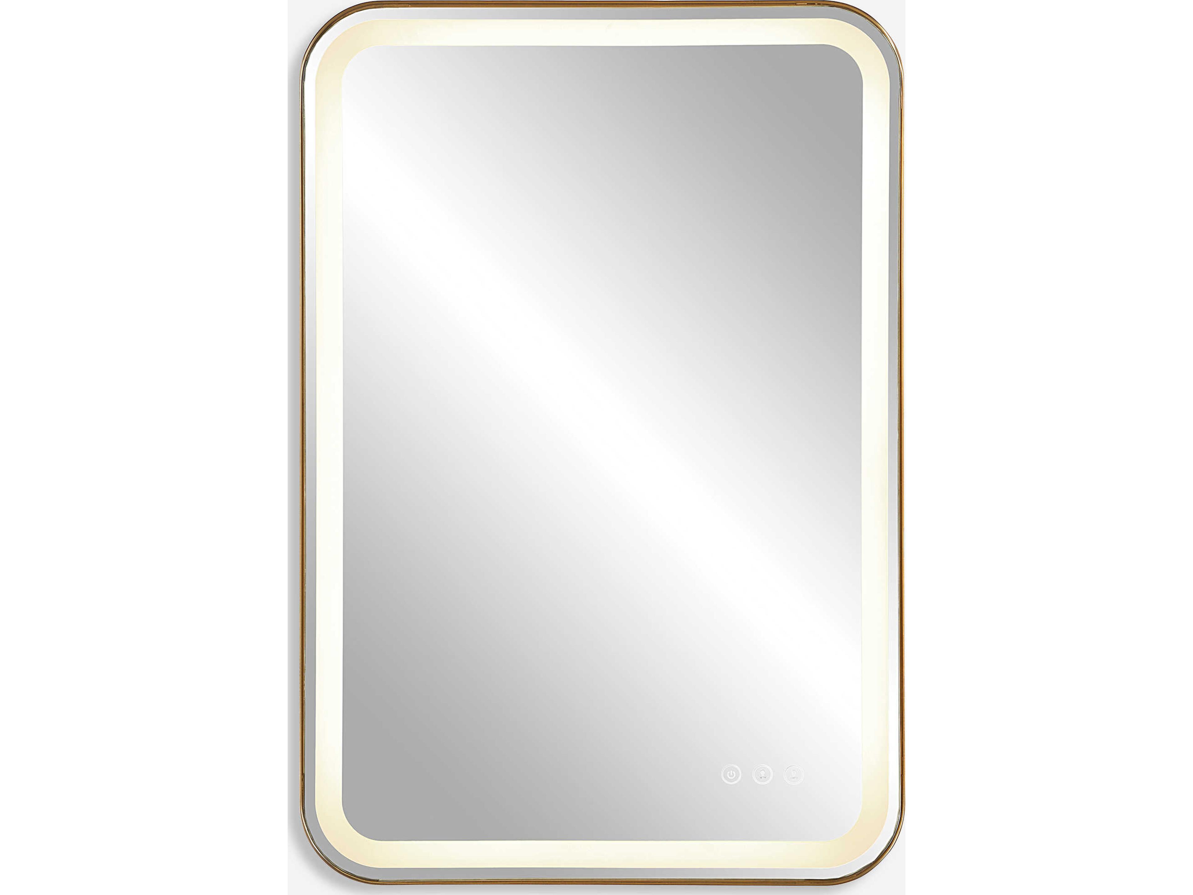 Crofton Brass Rectangular LED Wall Mirror