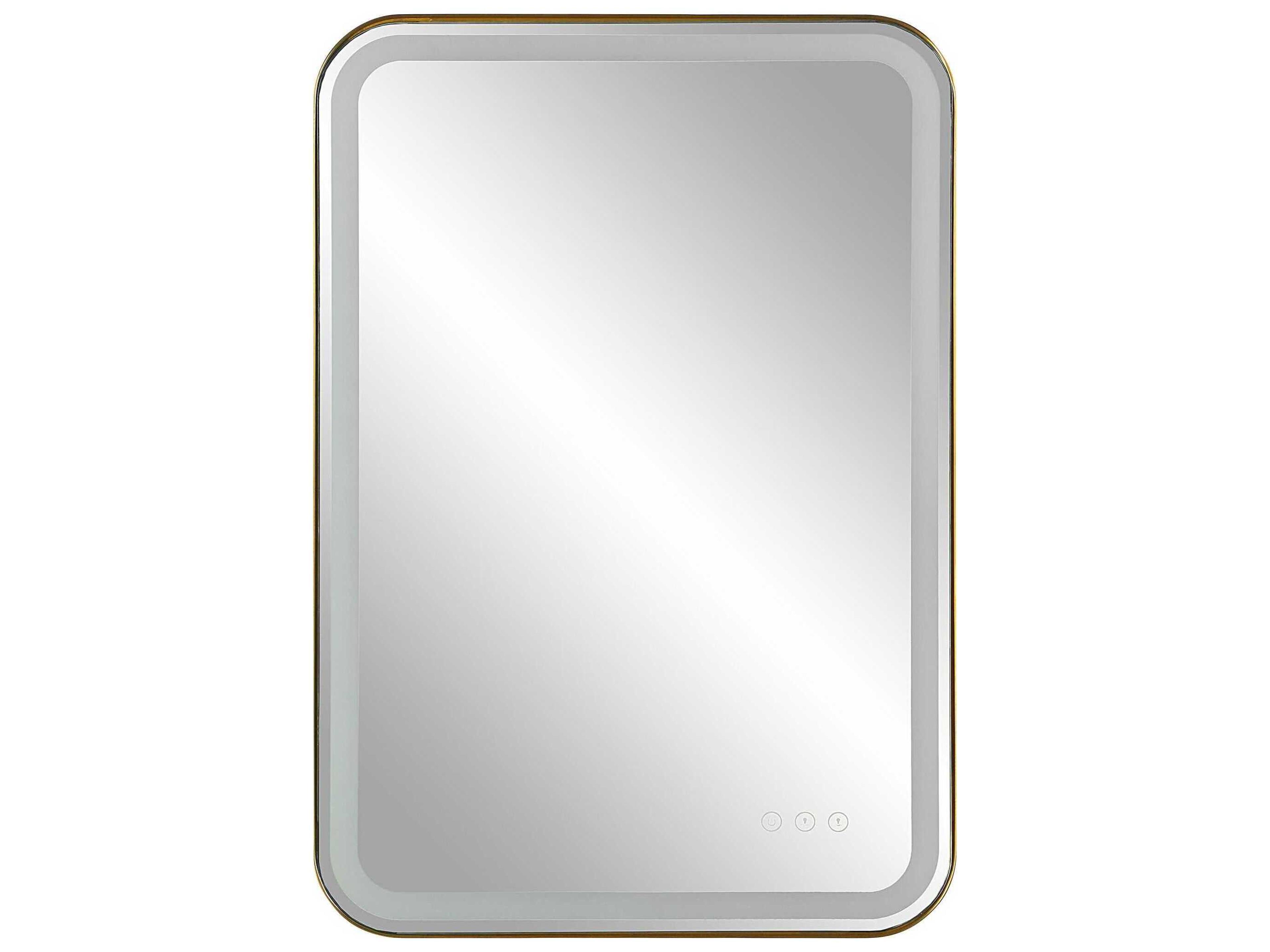 Uttermost Crofton Brass Rectangular LED Wall Mirror